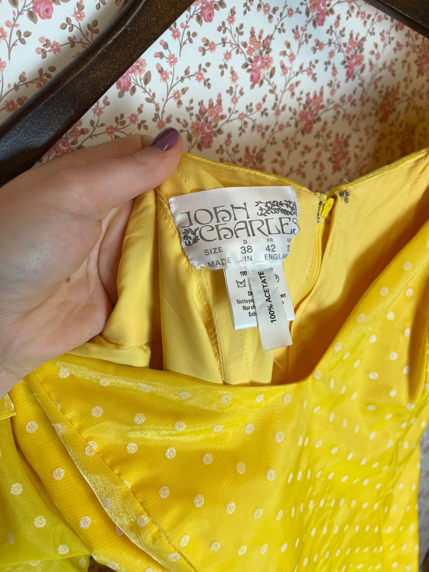 Vintage 1980s John Charles Yellow Polka Dot Ra Ra Dress