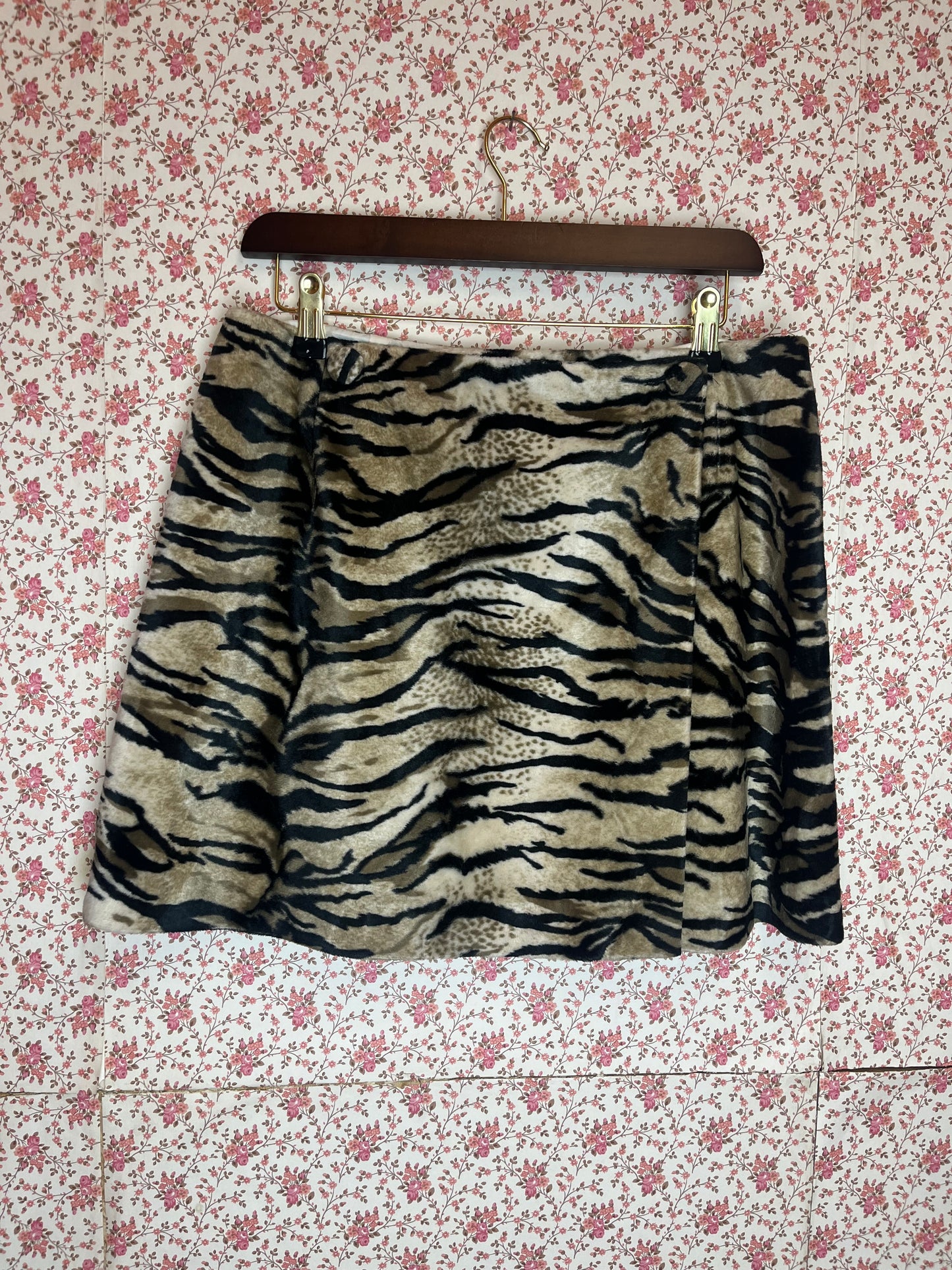 Vintage 1990s Zebra Faux Fur Mini Skirt