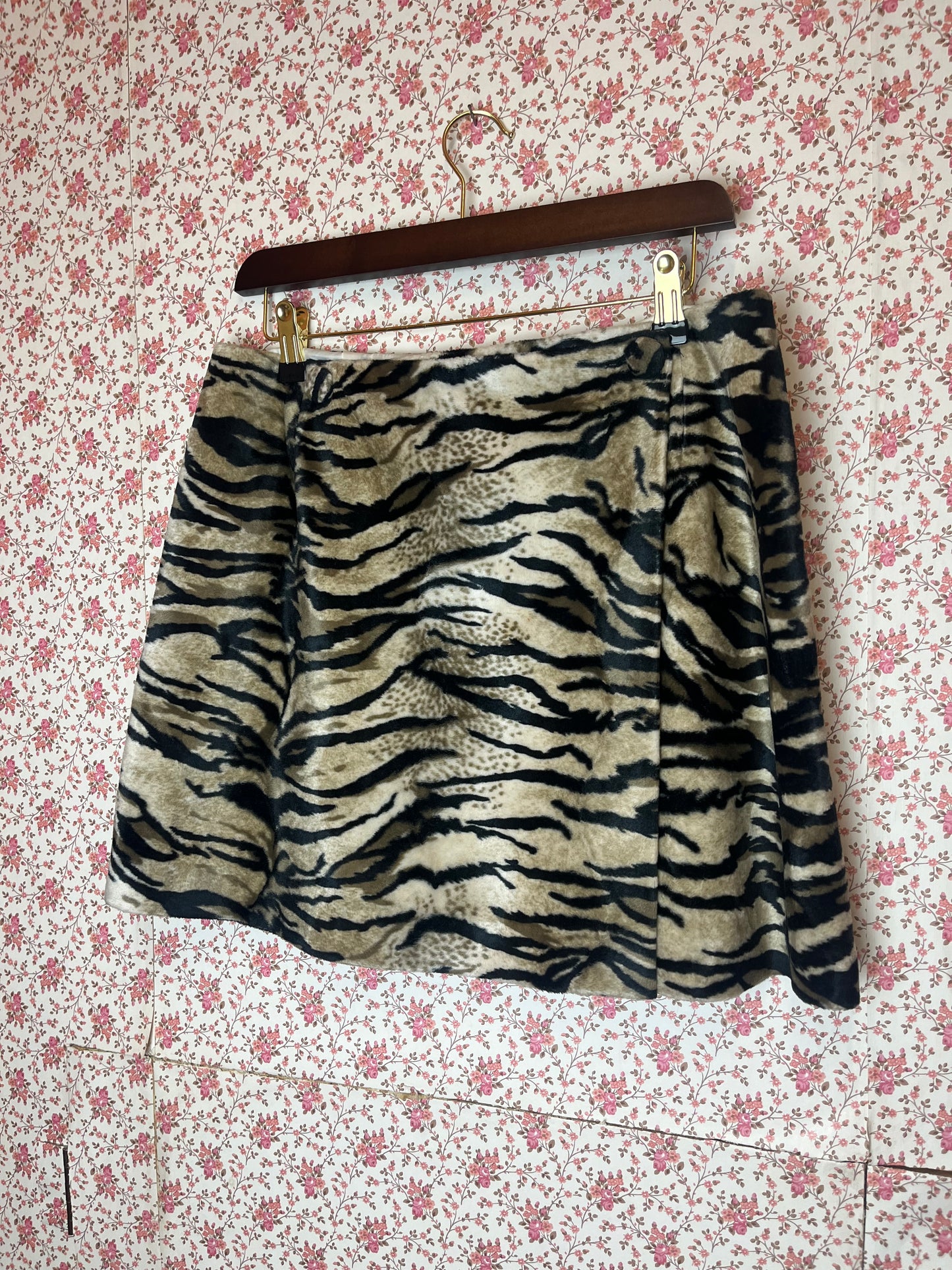 Vintage 1990s Zebra Faux Fur Mini Skirt