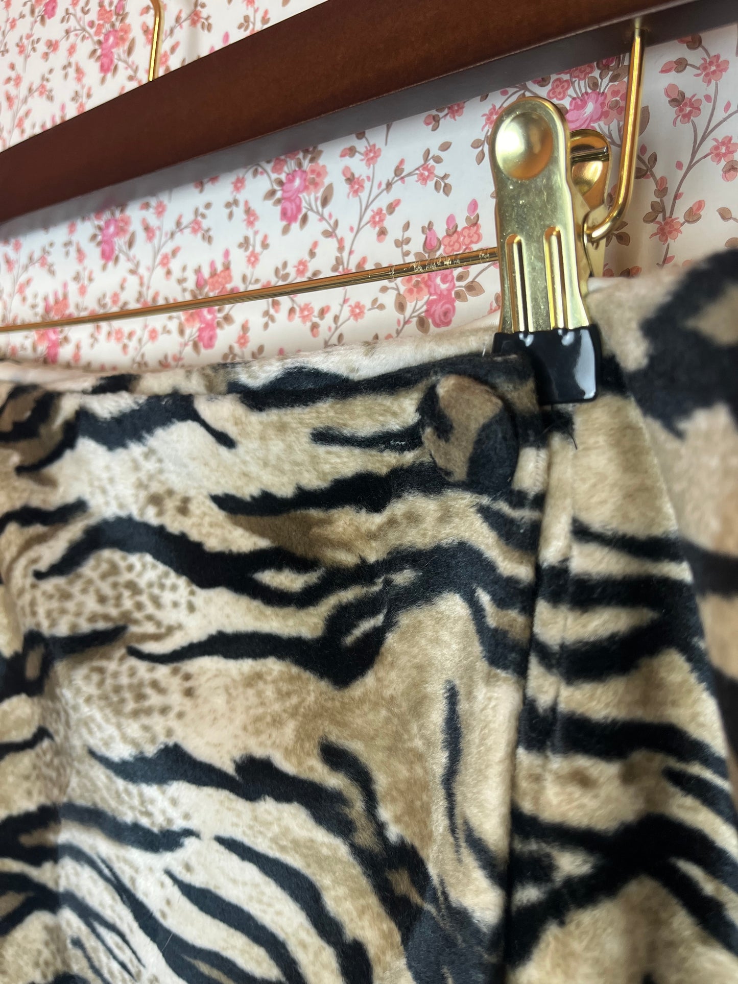 Vintage 1990s Zebra Faux Fur Mini Skirt