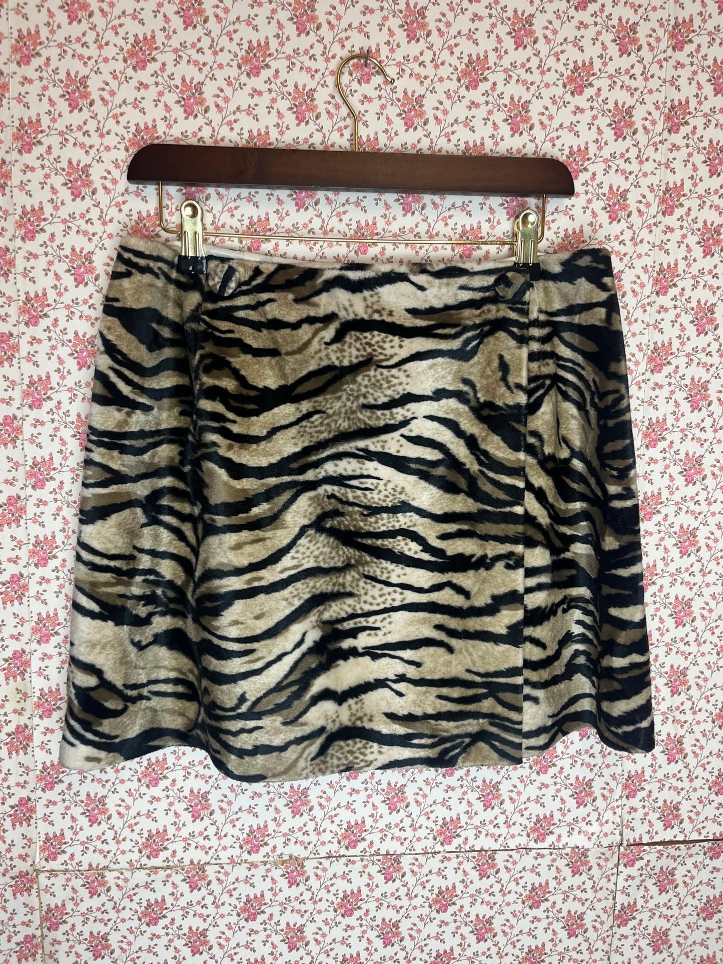 Vintage 1990s Zebra Faux Fur Mini Skirt