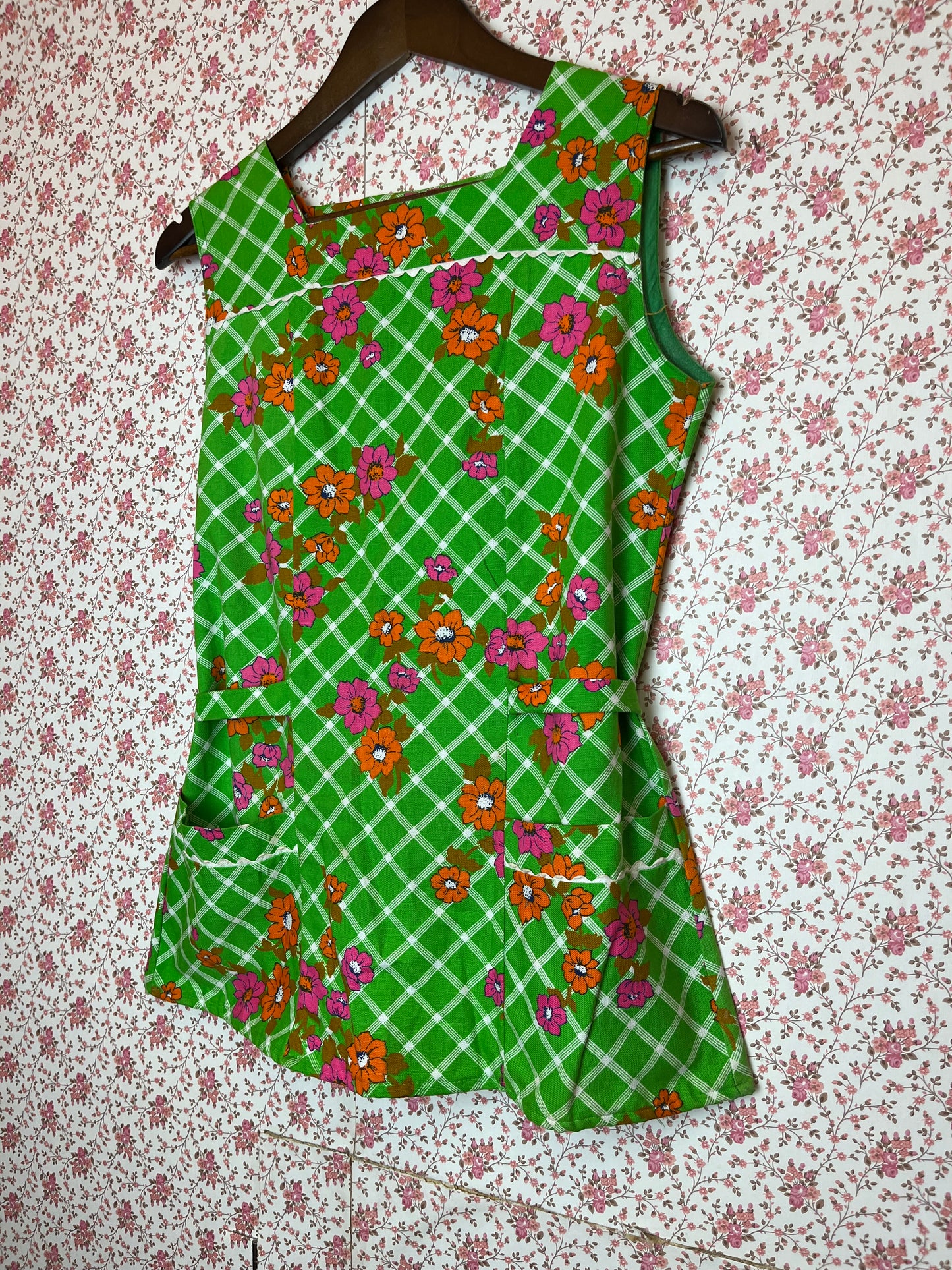 Vintage 1960s Lime Green Cotton Tunic Top