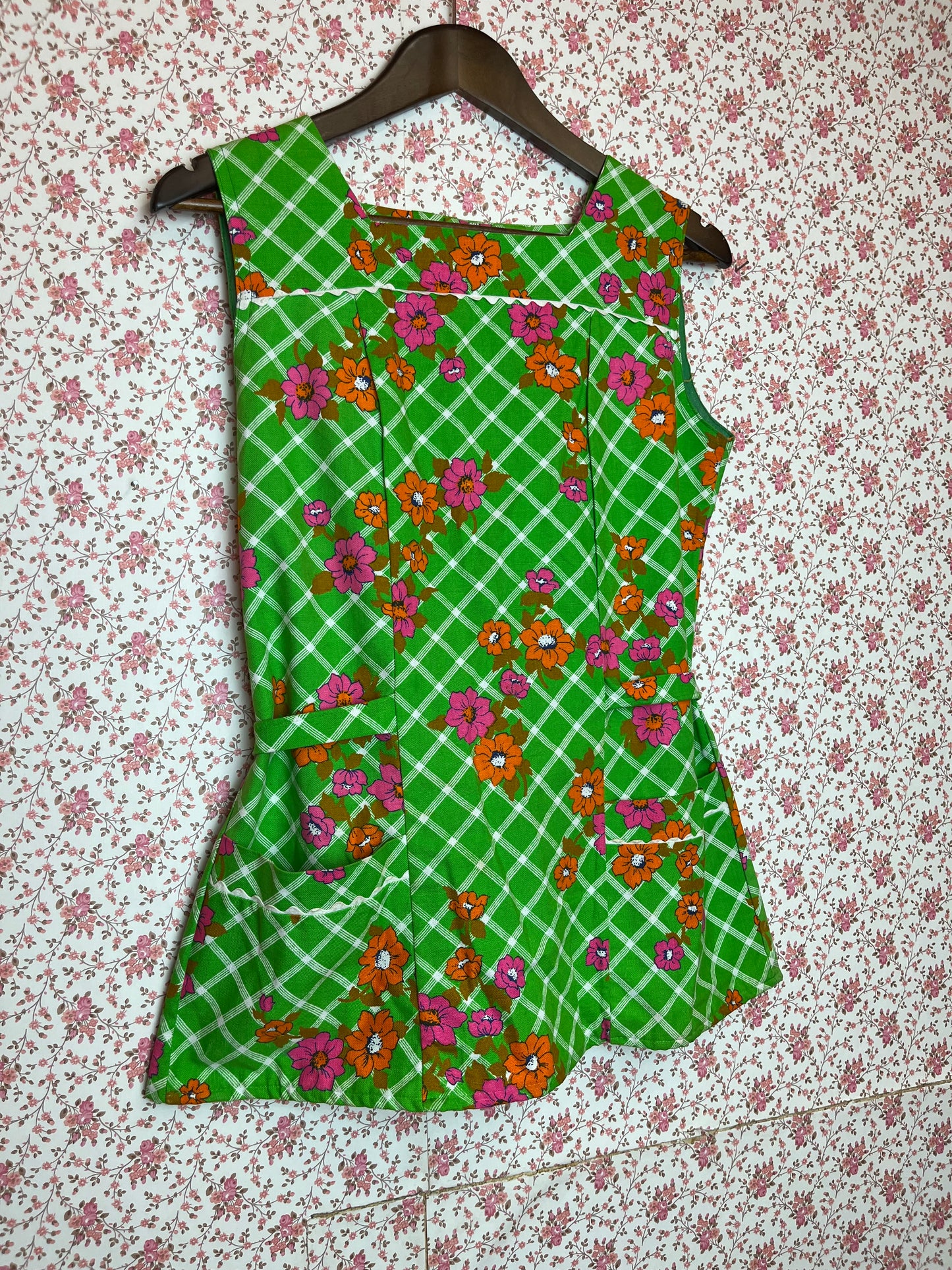 Vintage 1960s Lime Green Cotton Tunic Top