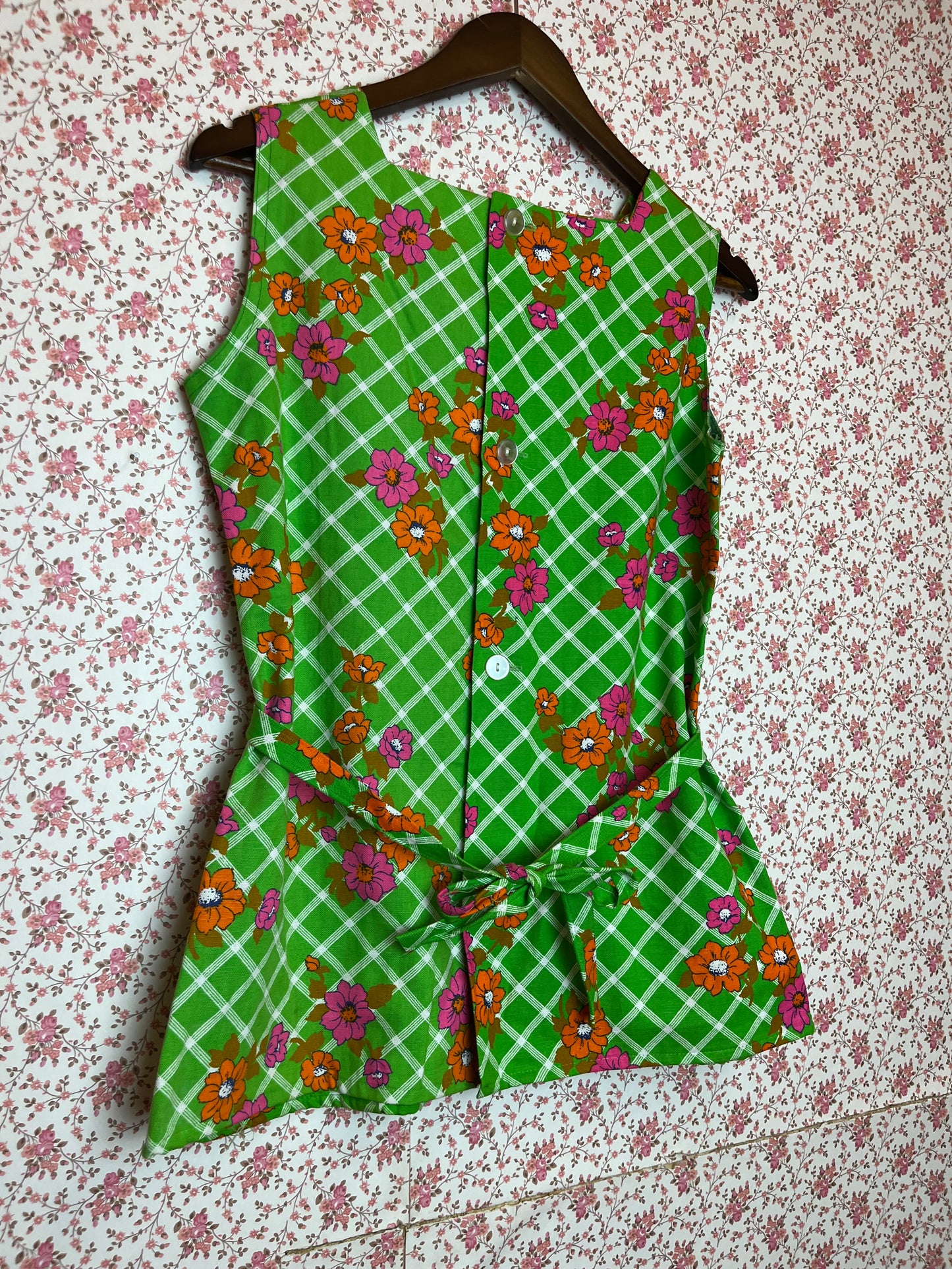 Vintage 1960s Lime Green Cotton Tunic Top