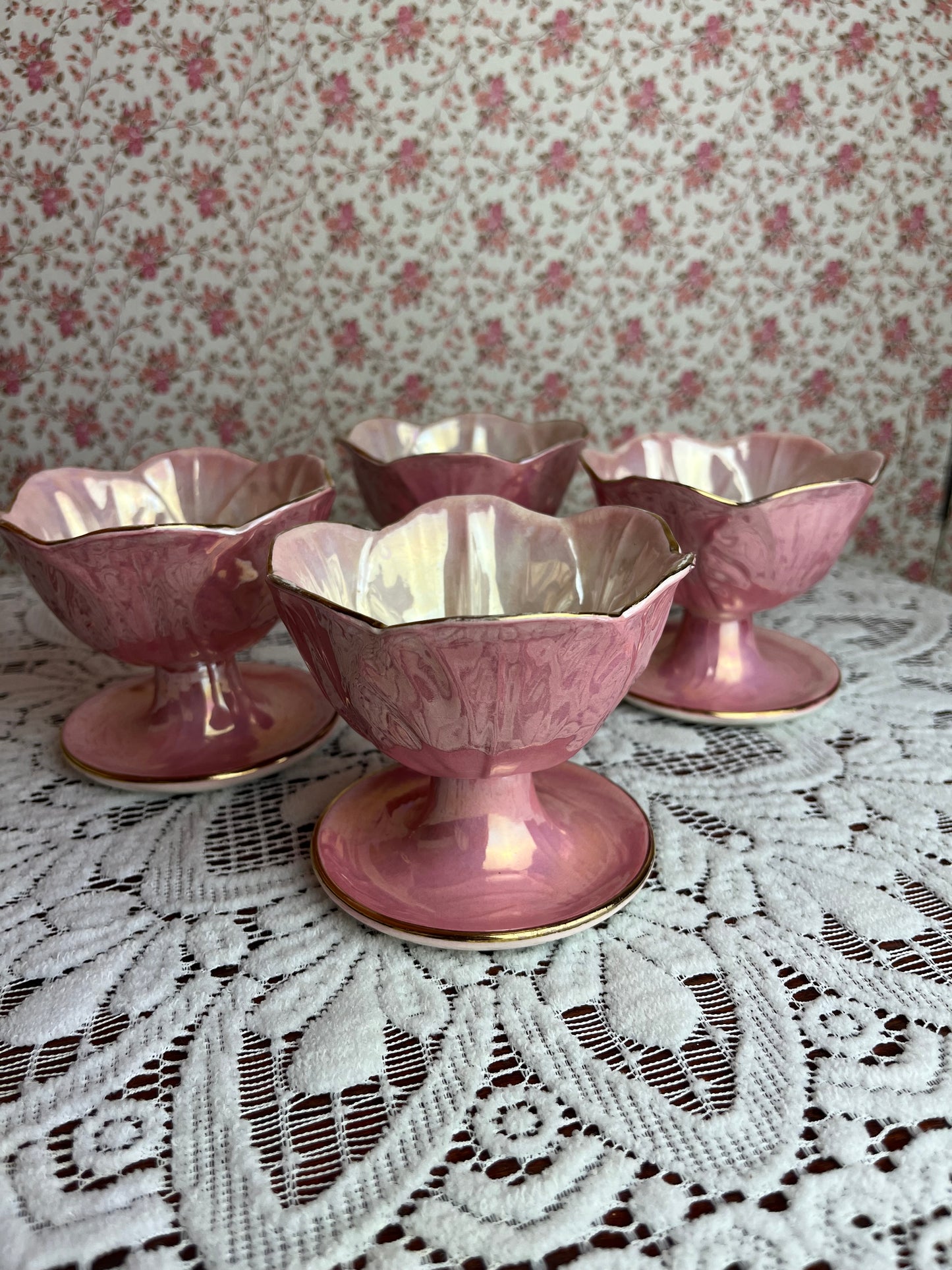 Vintage Art Deco Maling Lustre Desert Bowls Set of 4