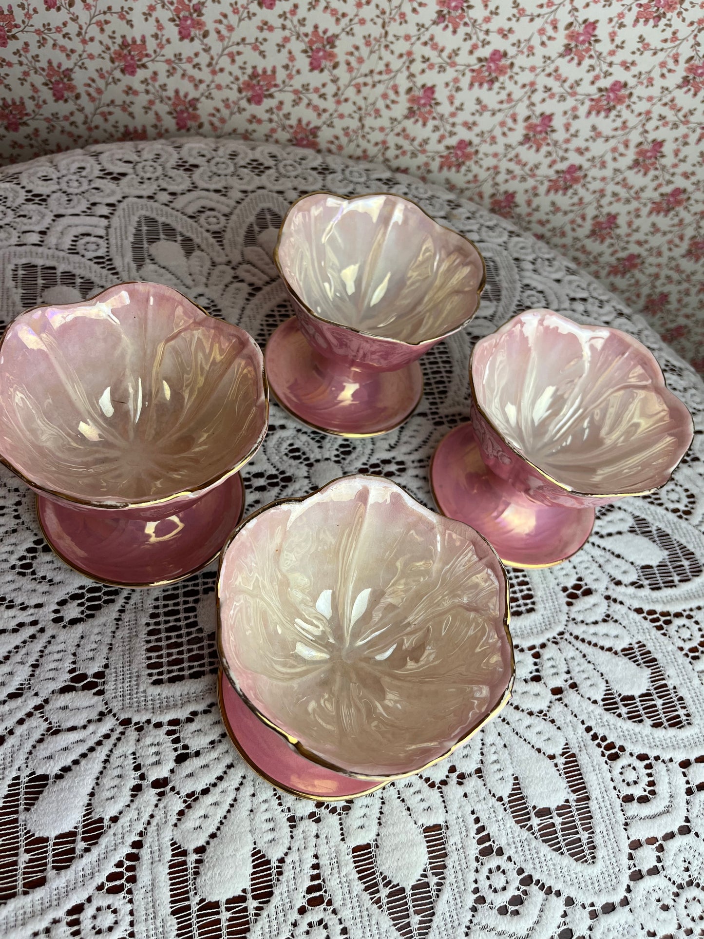 Vintage Art Deco Maling Lustre Desert Bowls Set of 4