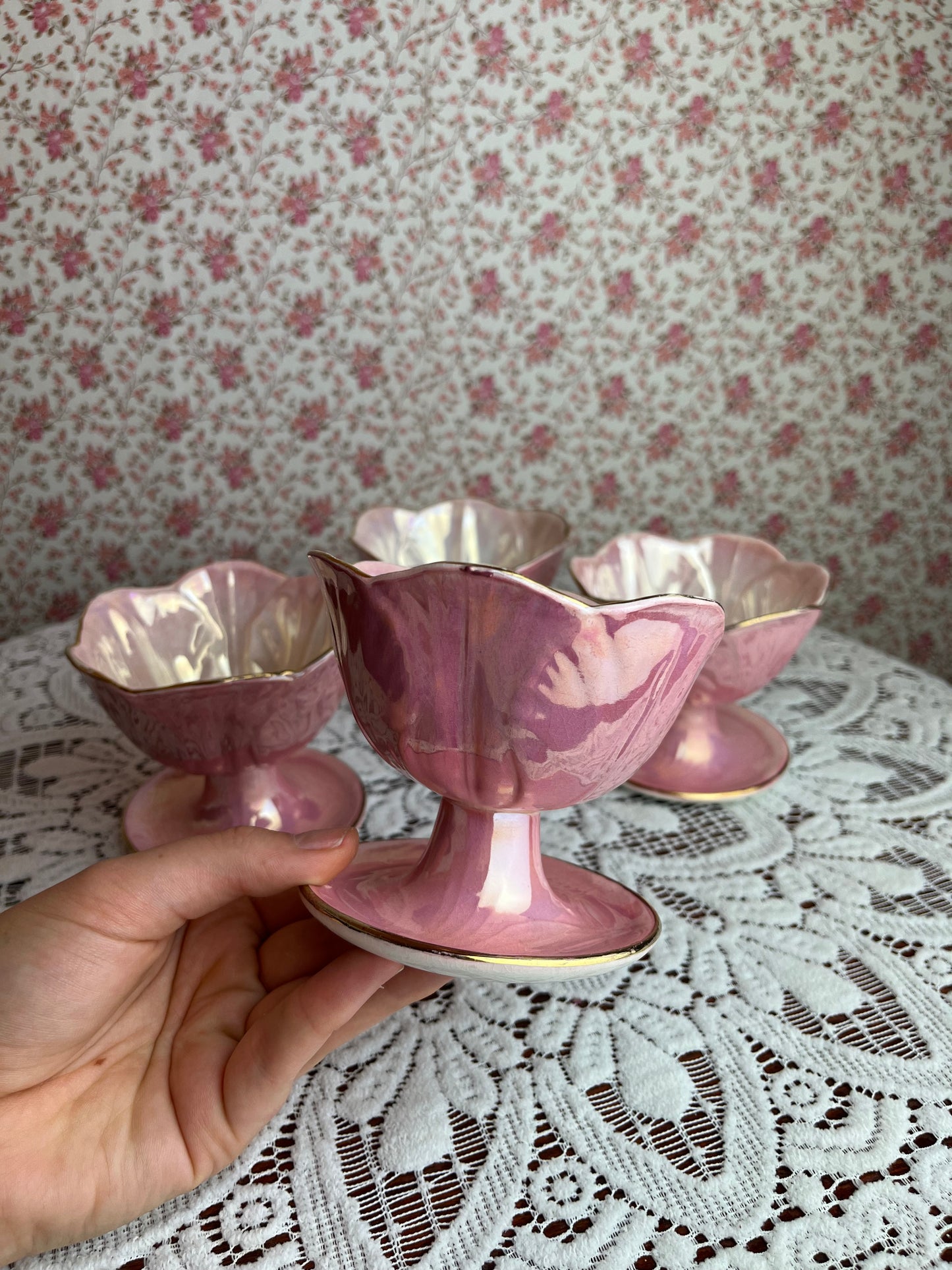 Vintage Art Deco Maling Lustre Desert Bowls Set of 4