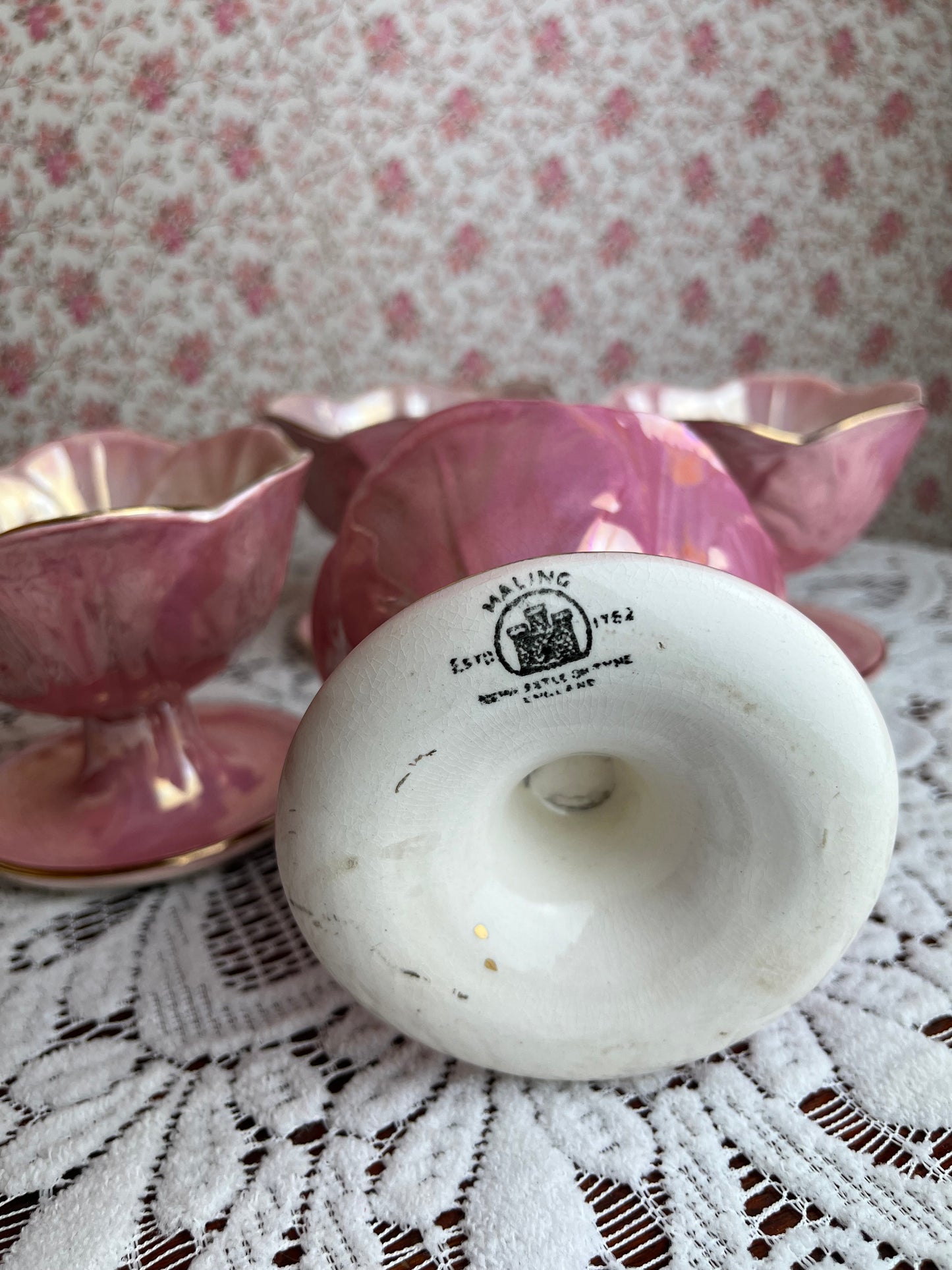 Vintage Art Deco Maling Lustre Desert Bowls Set of 4