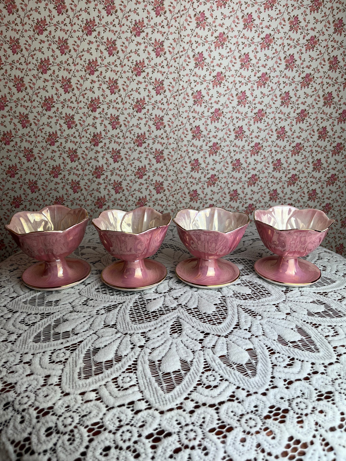 Vintage Art Deco Maling Lustre Desert Bowls Set of 4