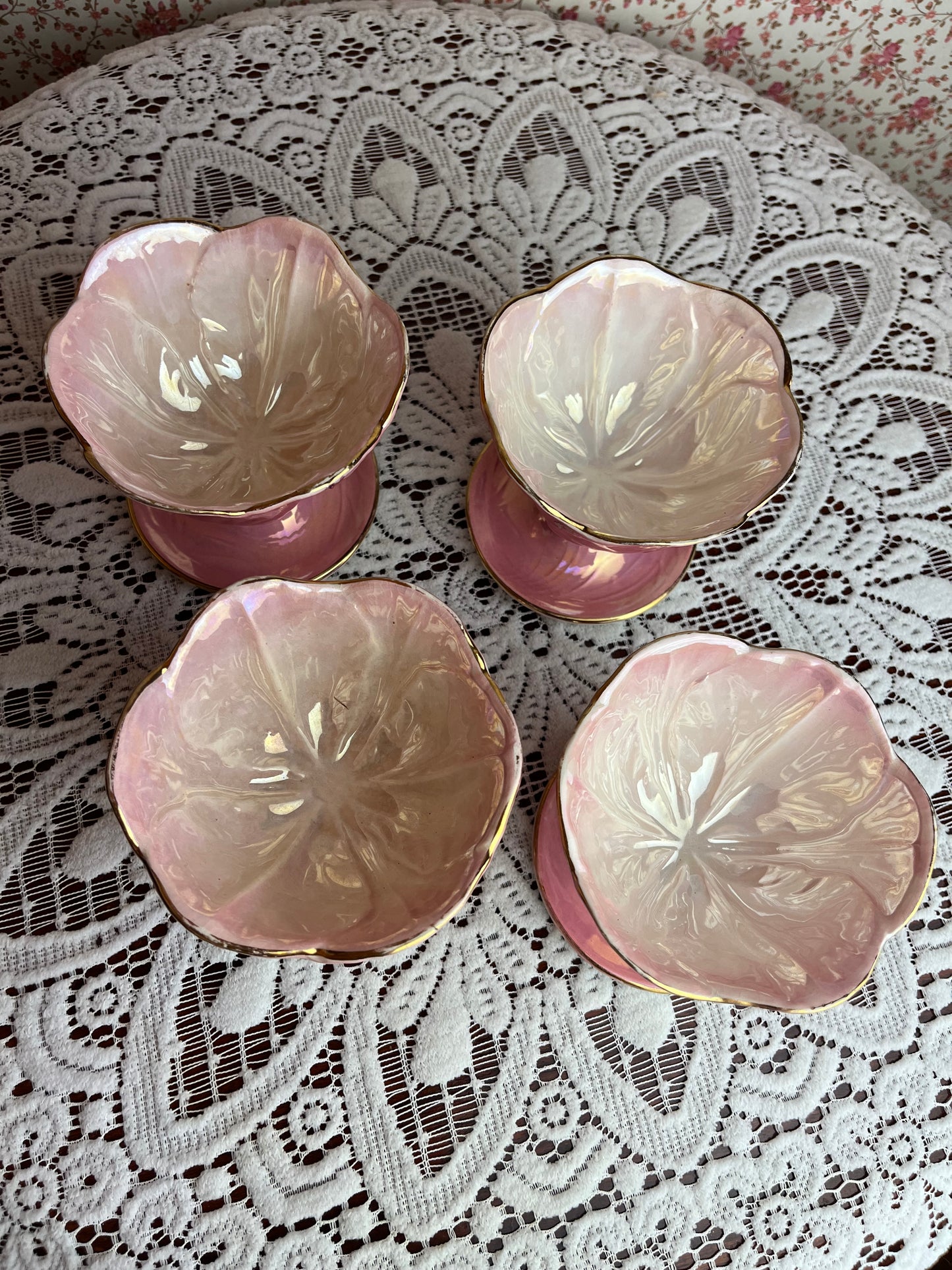 Vintage Art Deco Maling Lustre Desert Bowls Set of 4