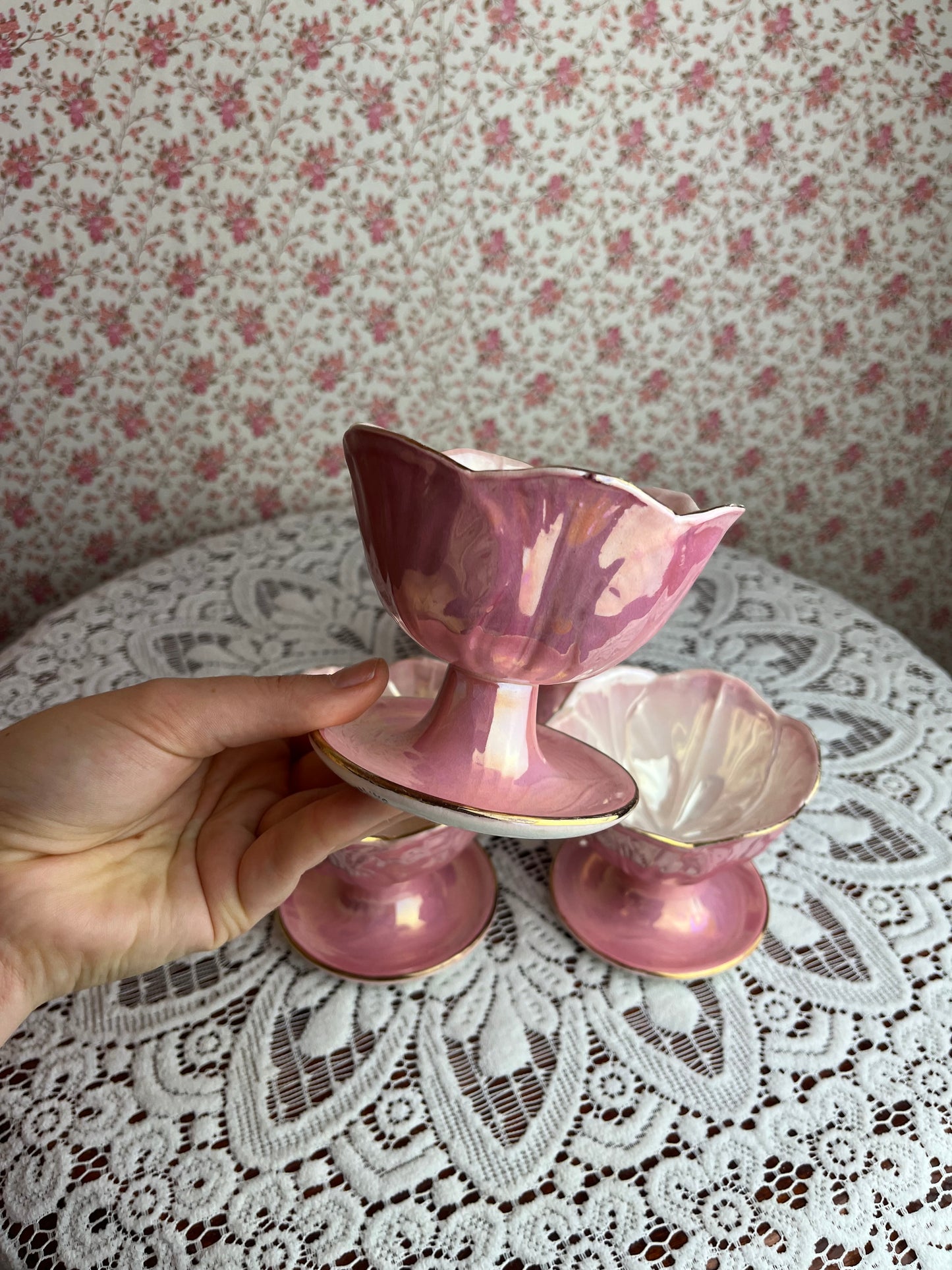 Vintage Art Deco Maling Lustre Desert Bowls Set of 4