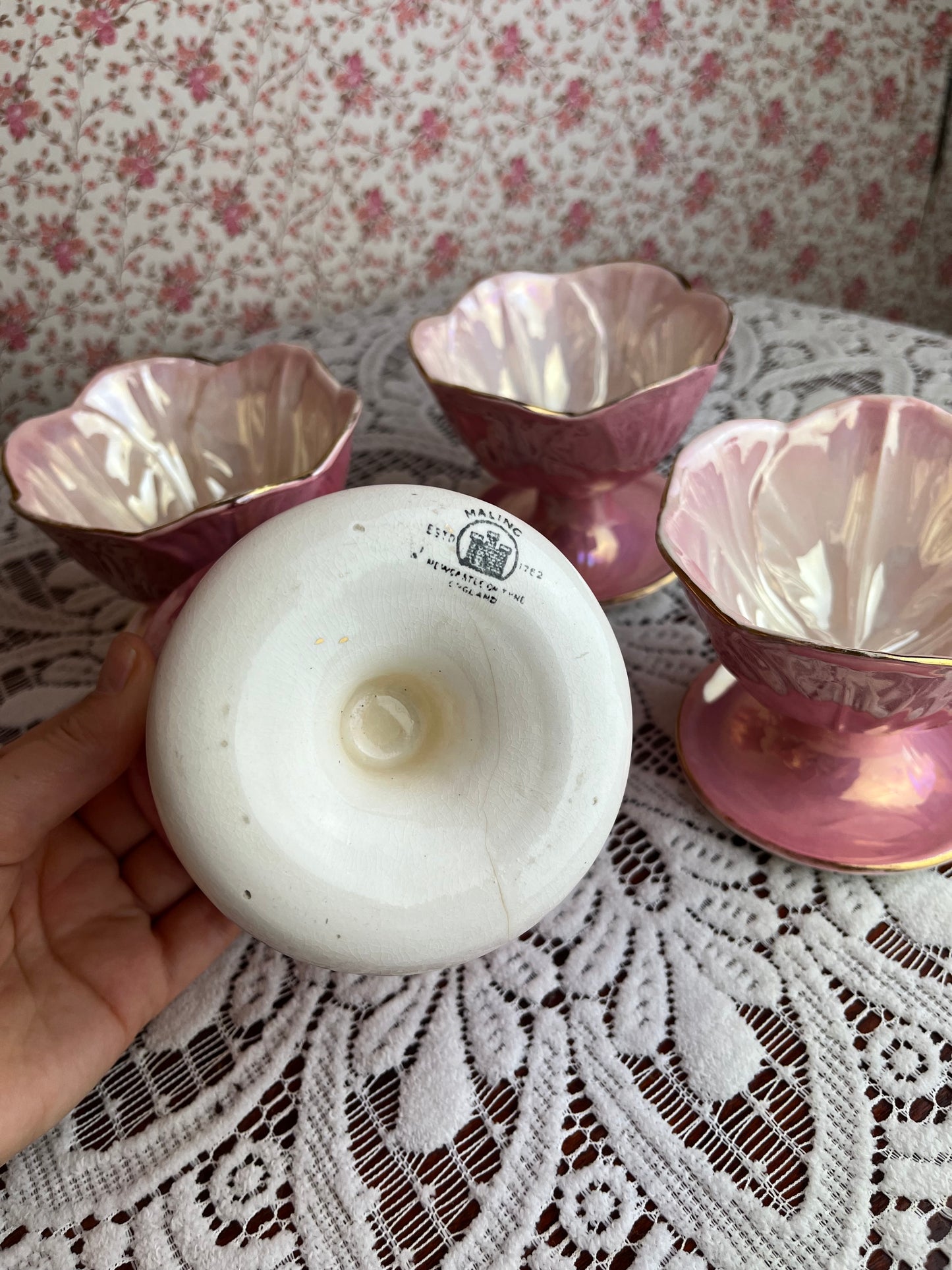 Vintage Art Deco Maling Lustre Desert Bowls Set of 4