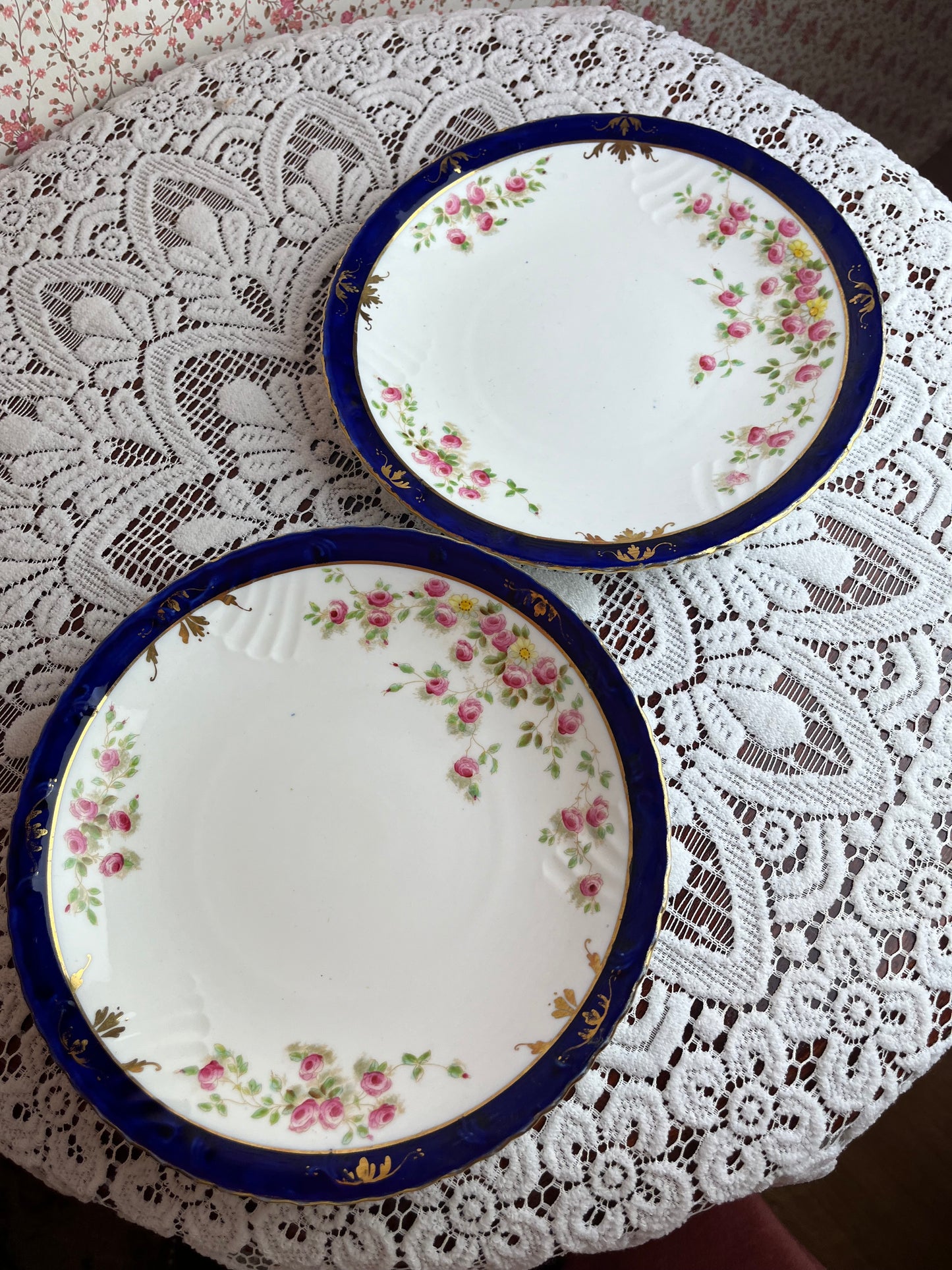 Vintage Gold Gilt Floral Plates Set of 2