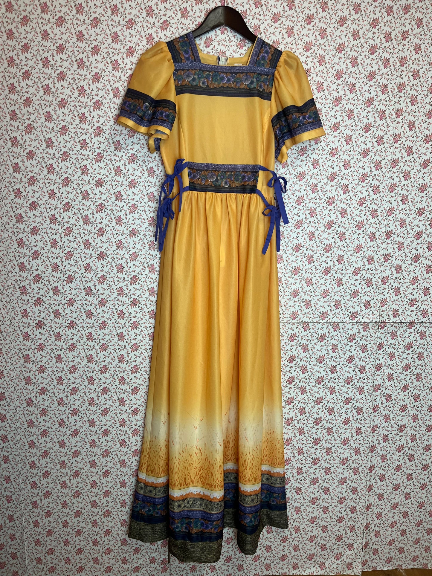 Vintage 1970s Purple & Yellow Prairie Dress