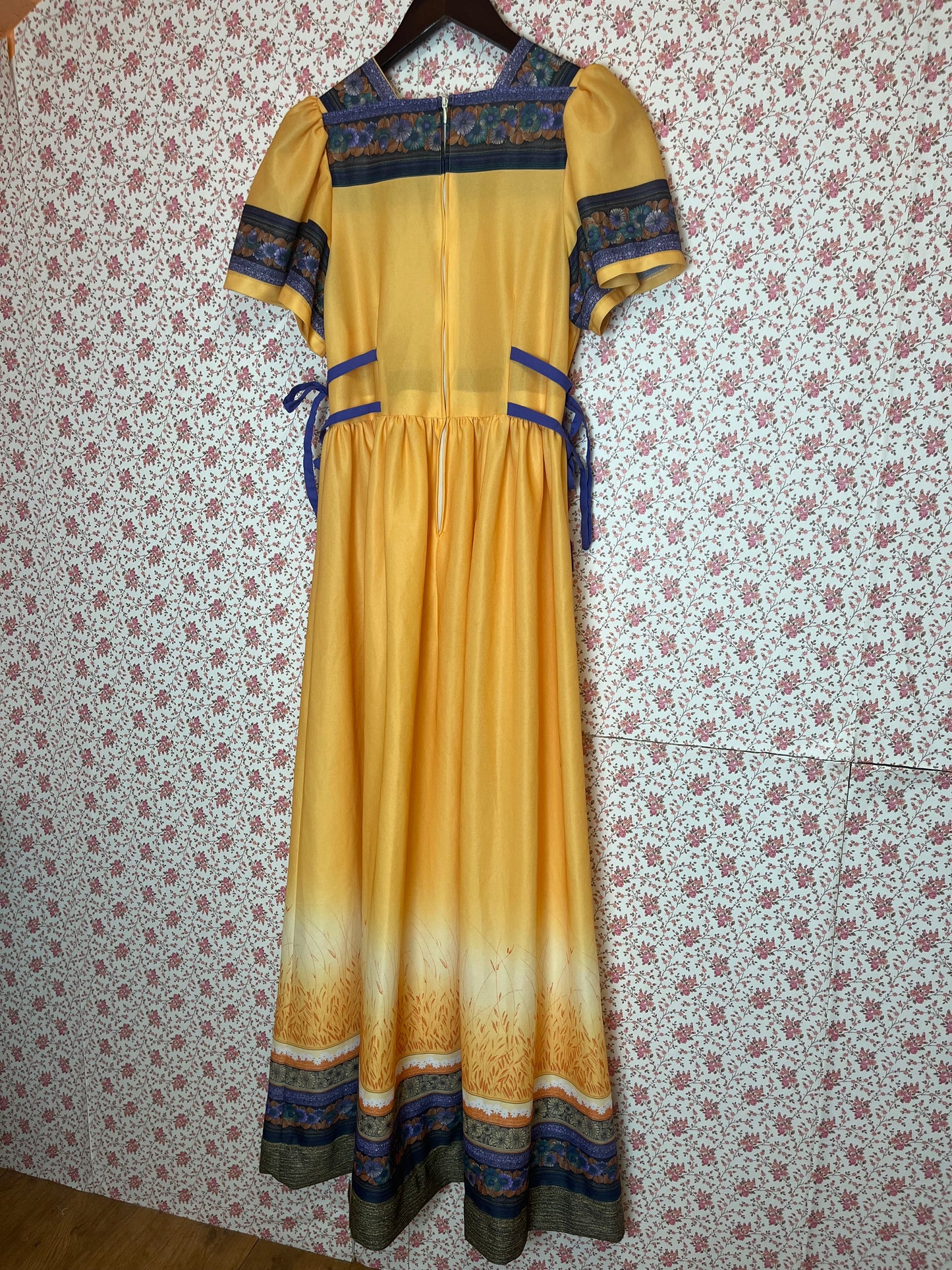 Vintage 1970s Purple & Yellow Prairie Dress
