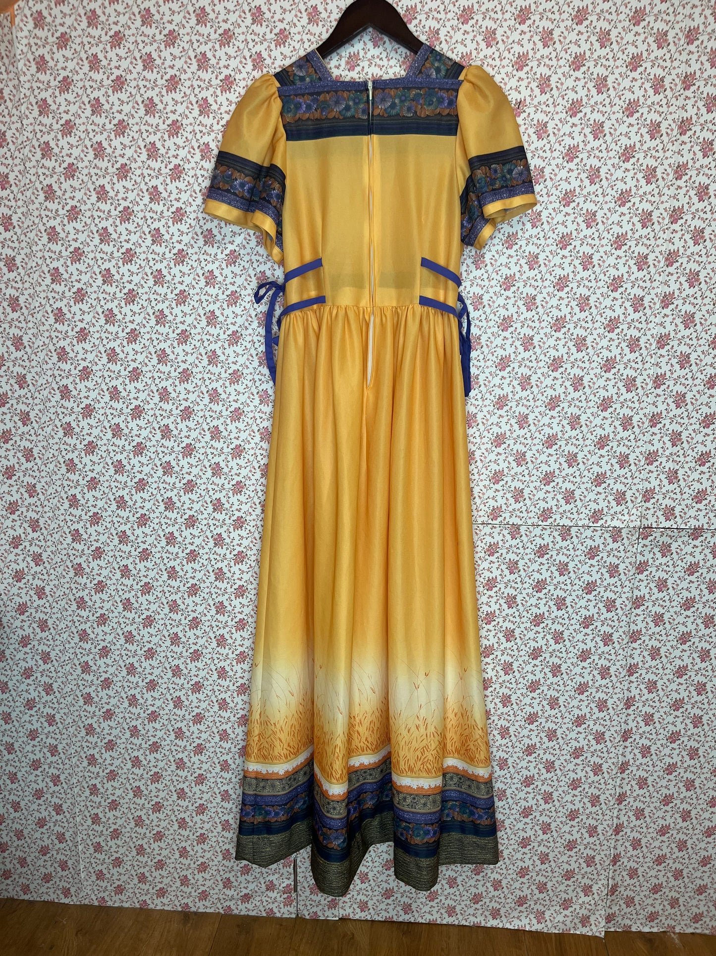 Vintage 1970s Purple & Yellow Prairie Dress