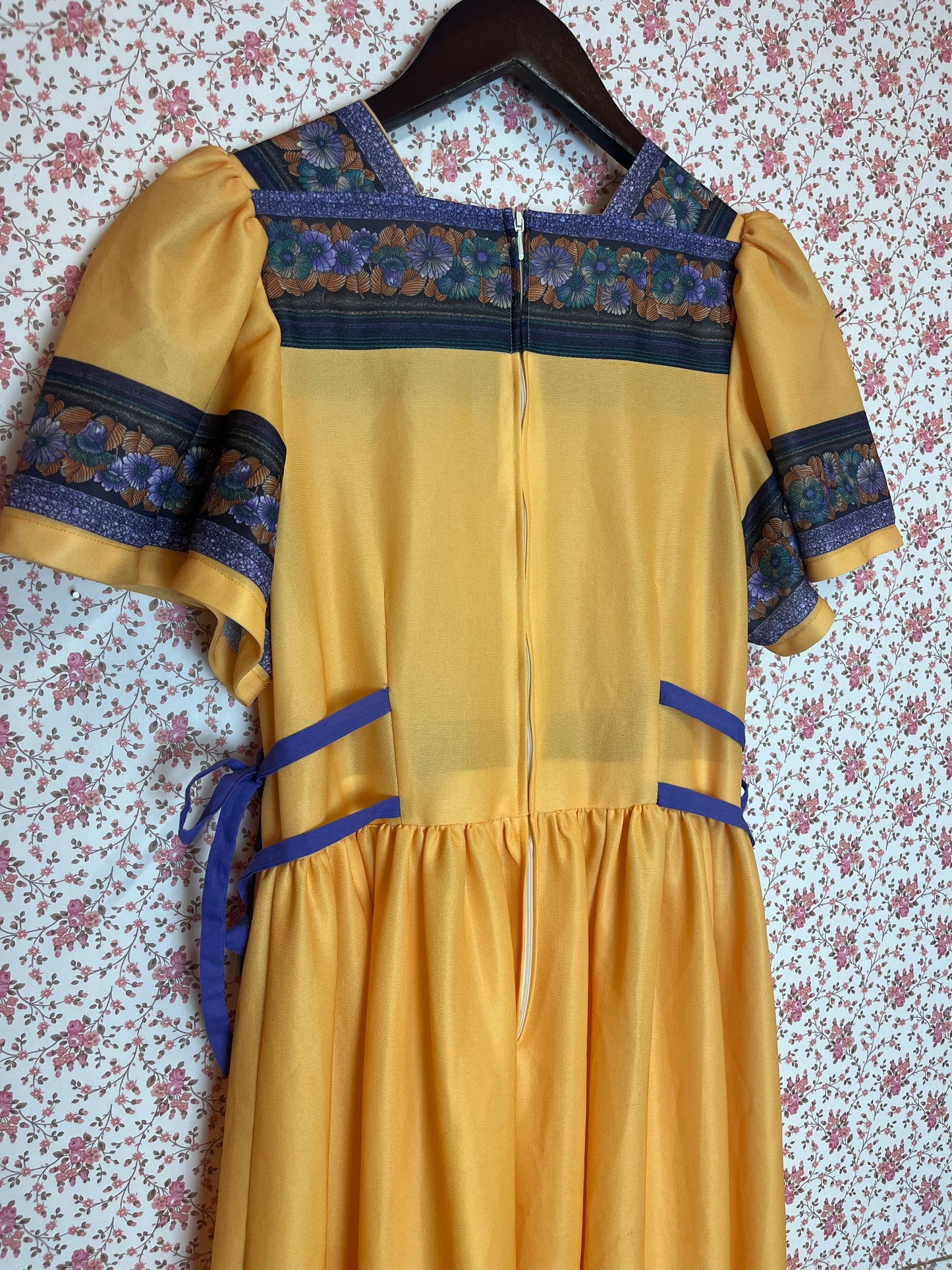Vintage 1970s Purple & Yellow Prairie Dress