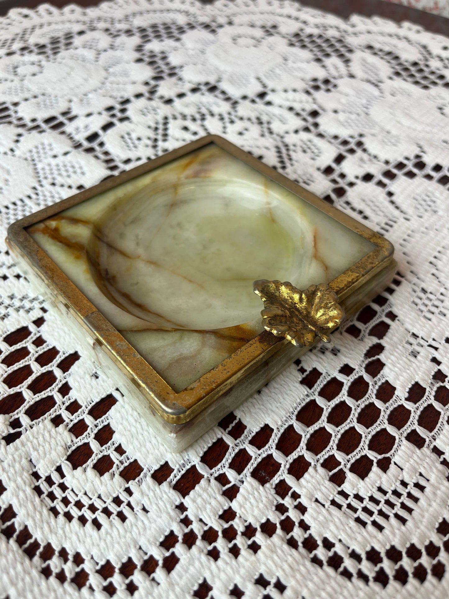 Vintage Mid Century Square Onyx Ashtray