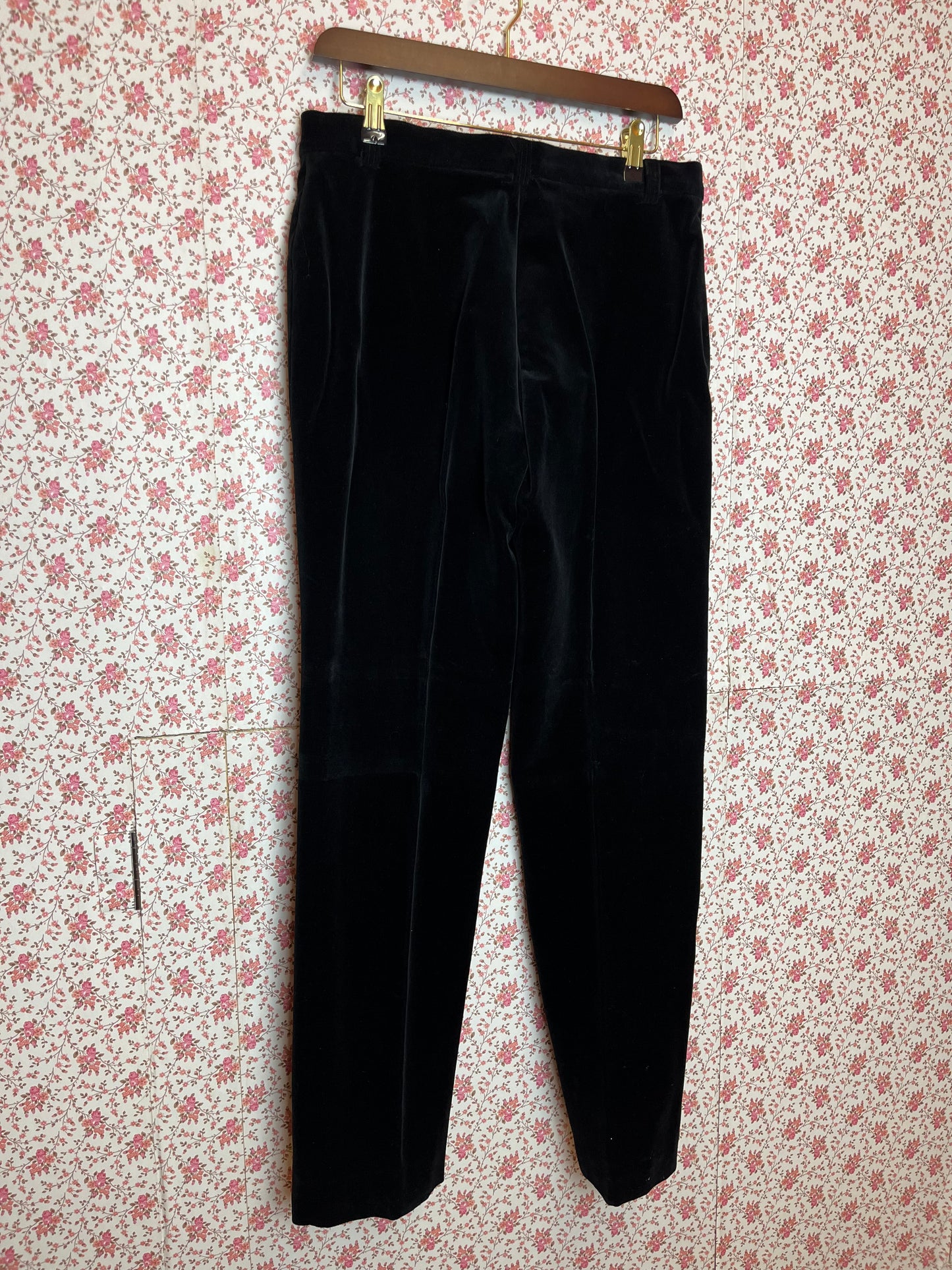 Vintage 1990s Black Velvet Blazer Jacket & Cigarette Trouser Suit
