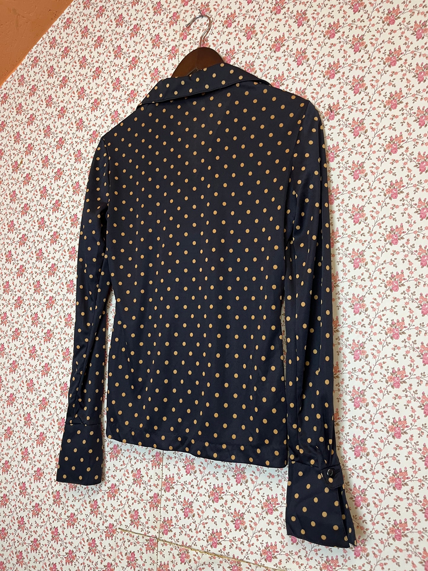 Vintage 1970s Polka Dot Collared Blouse