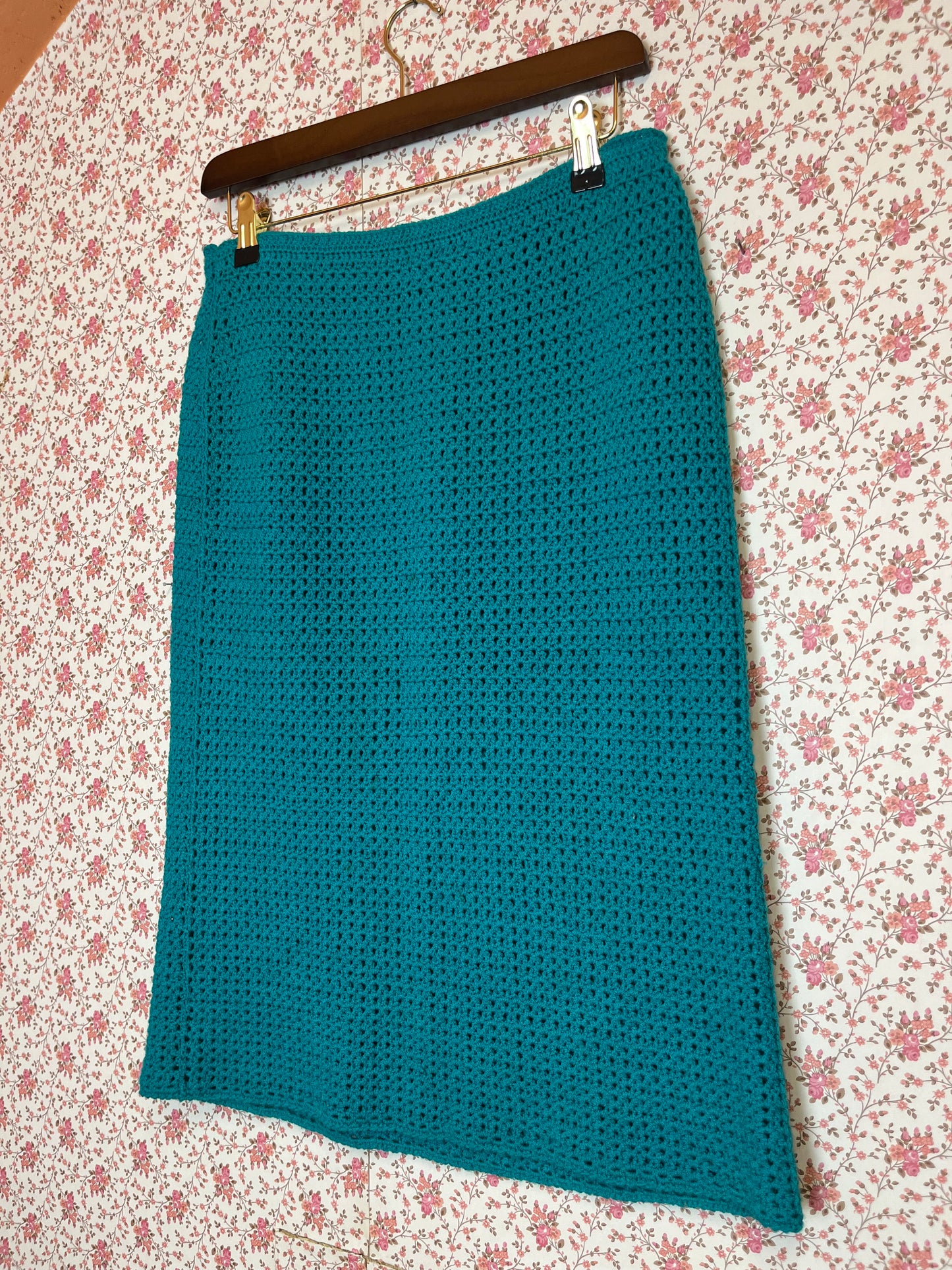 Vintage 1970s Hand Crochet Jacket and Skirt Suit Set