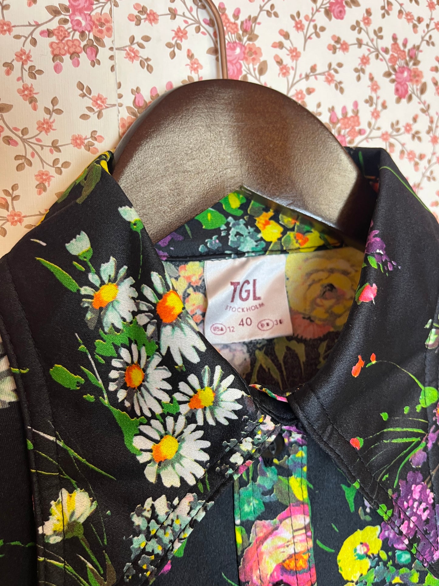 Vintage 1970s Floral Print Popover Shirt