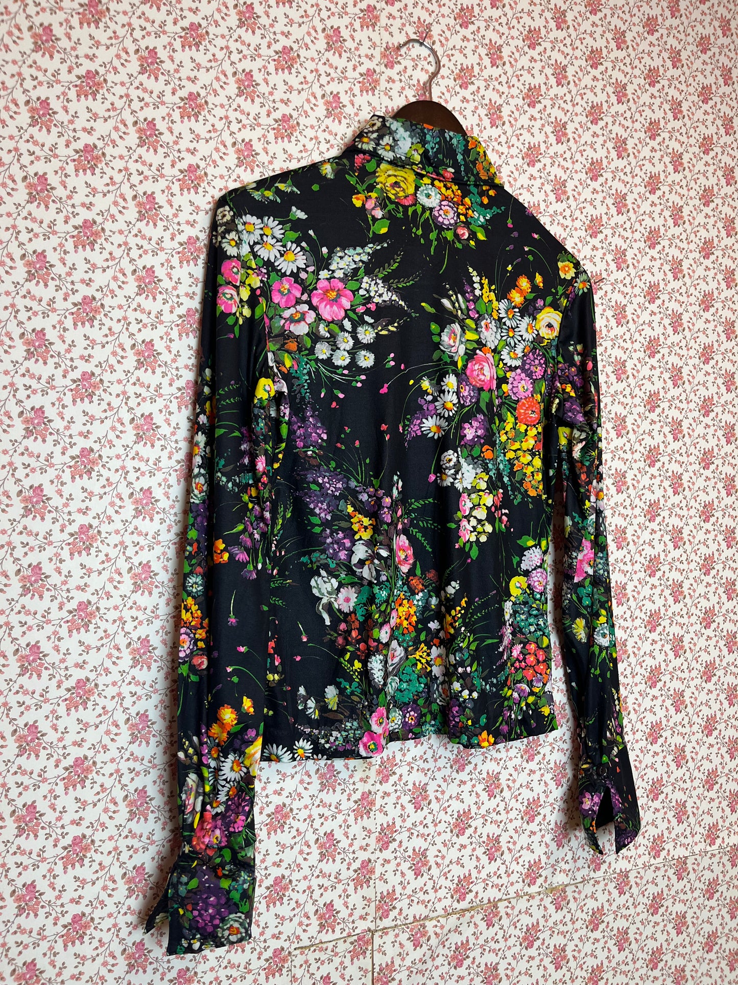 Vintage 1970s Floral Print Popover Shirt