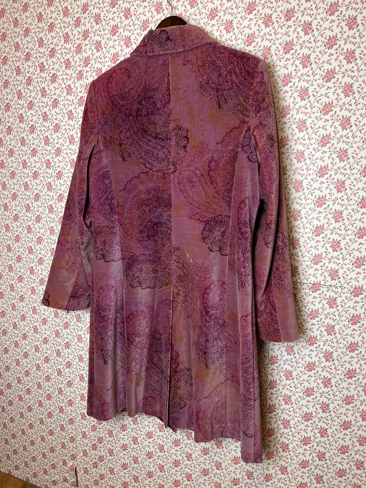 Vintage 1980s Penny Plain Pink Paisley Velvet Jacket