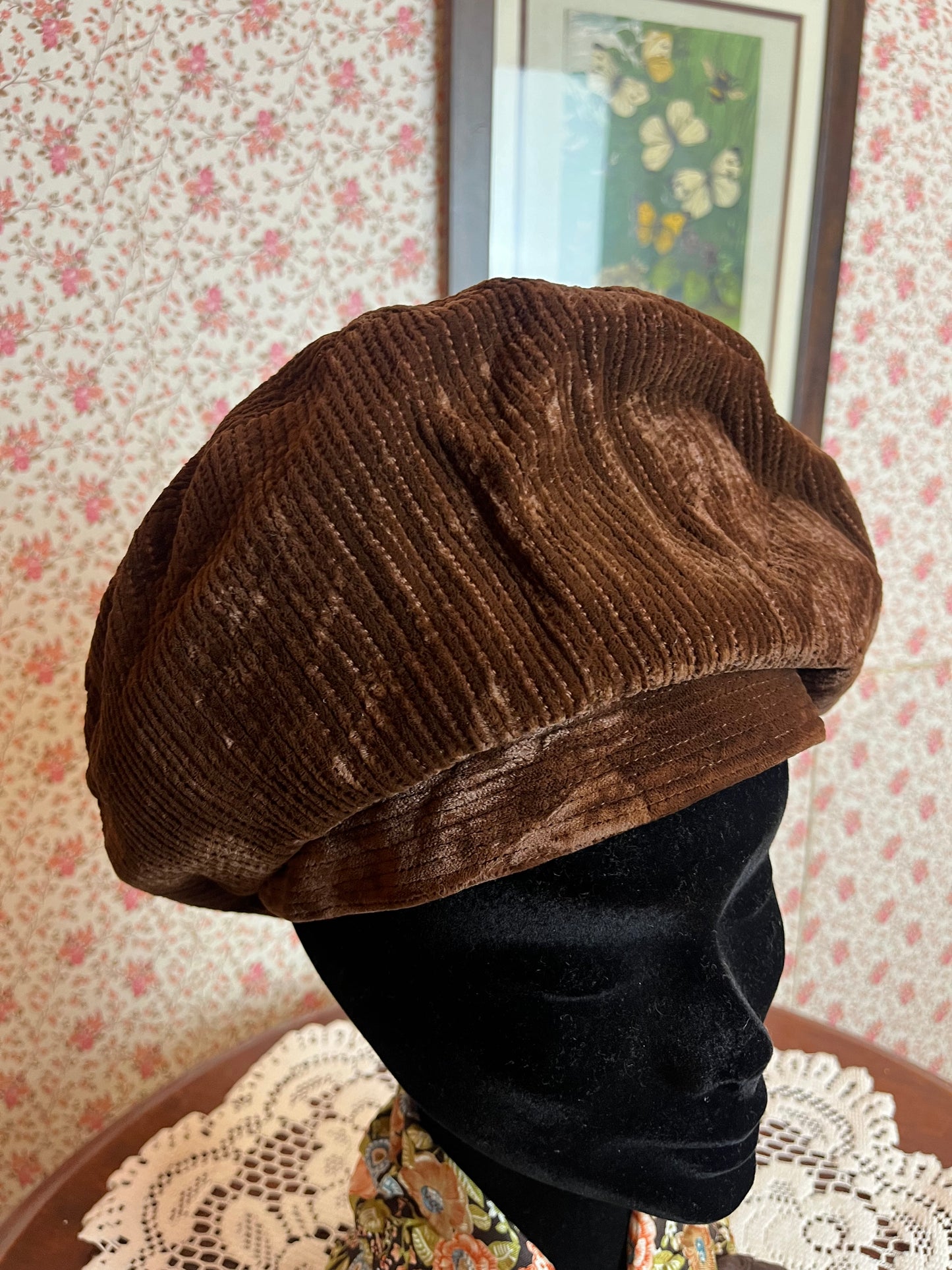 Vintage 1960s Brown Cord Beret