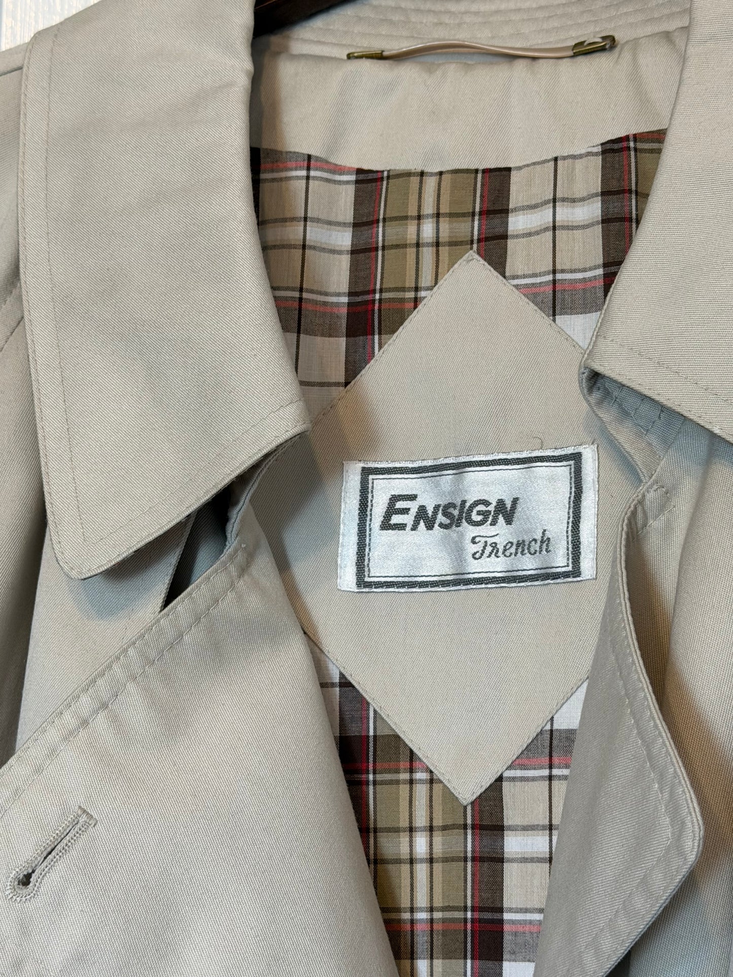 Vintage 1980s Ecru French Trench Coat - Size Large