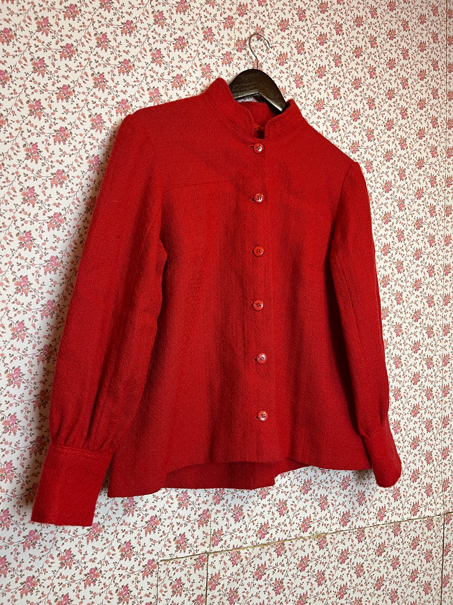Vintage 1960s Hand Made Red Shirt Jacket
