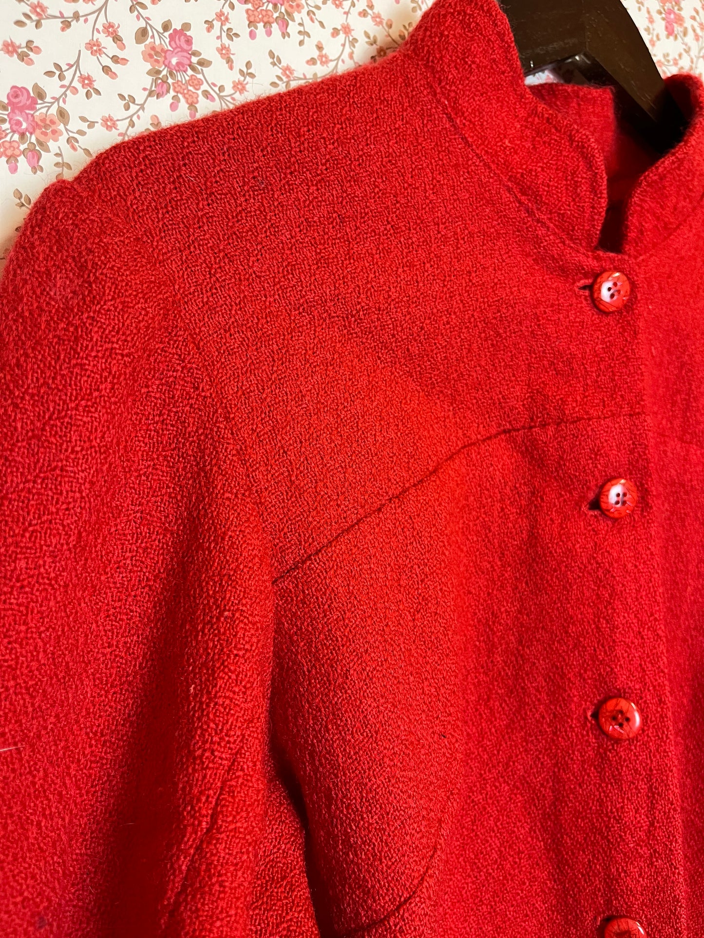 Vintage 1960s Hand Made Red Shirt Jacket
