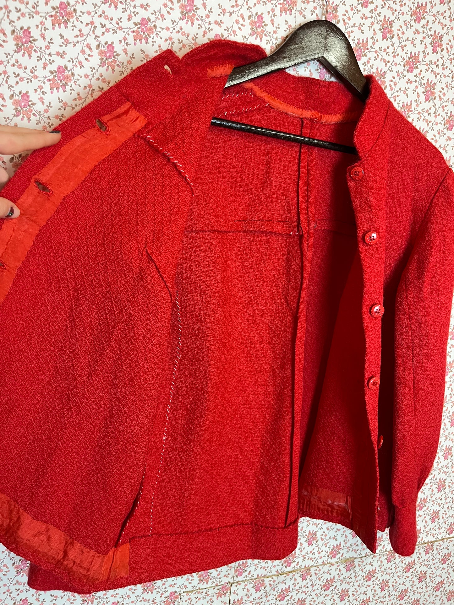 Vintage 1960s Hand Made Red Shirt Jacket