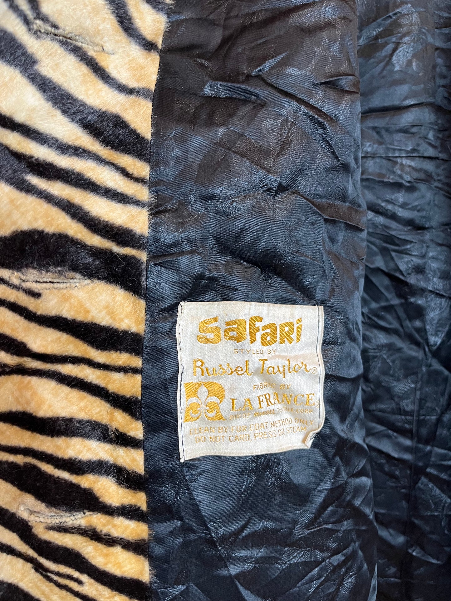 Vintage 1960s Safari Tiger Faux Fur Coat