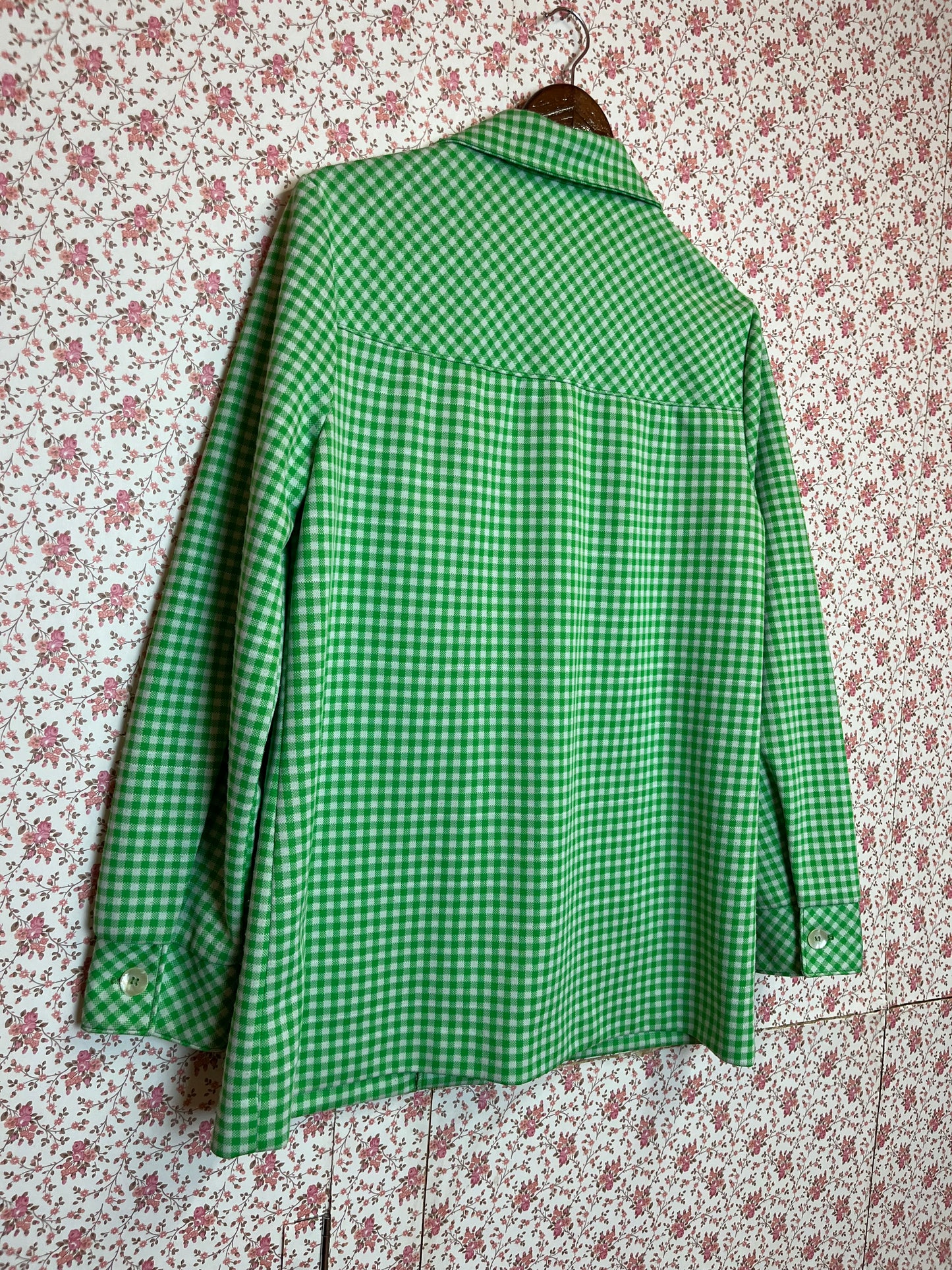 Vintage 1960s Lime Gingham Shirt Jacket
