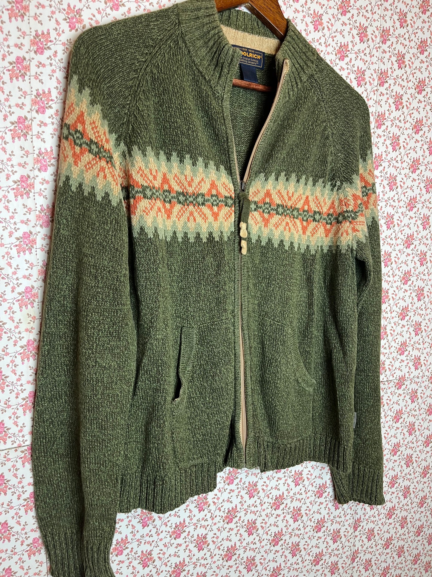 Vintage 1990s Woolrich Knitted Zip Up Cardigan