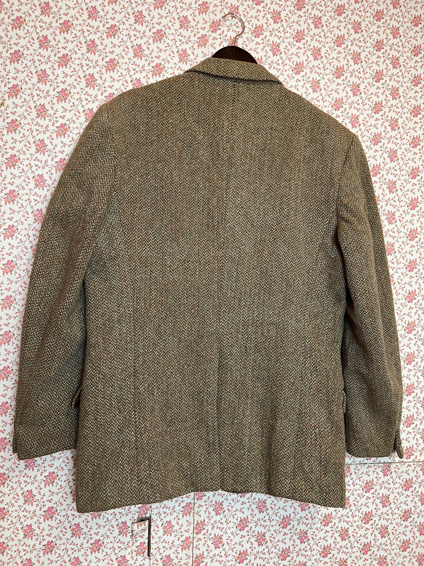 Vintage 1960s Harris Tweed Herringbone Single Breasted Blazer