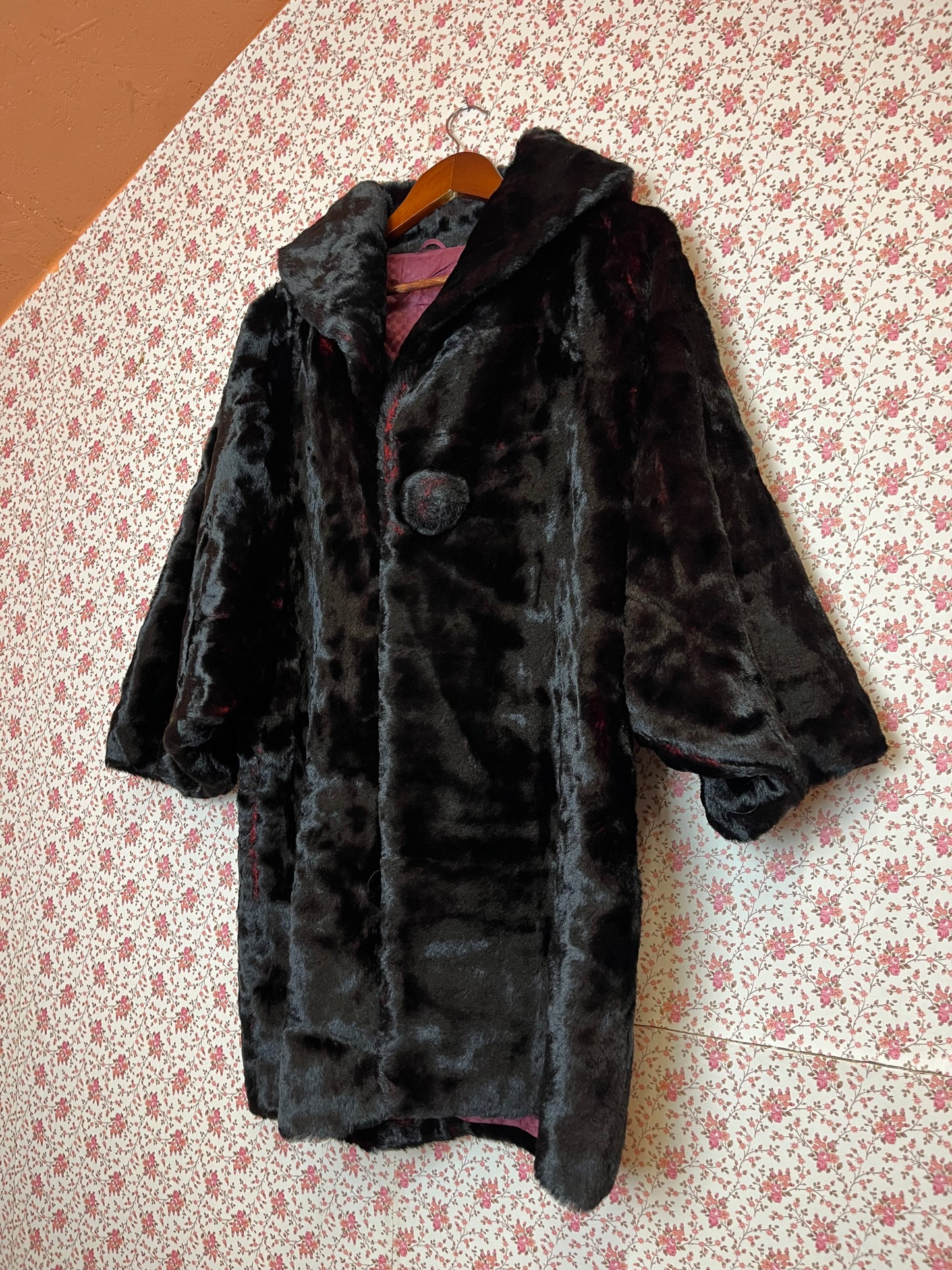 Vintage 1960s Faux Fur Cape Coat