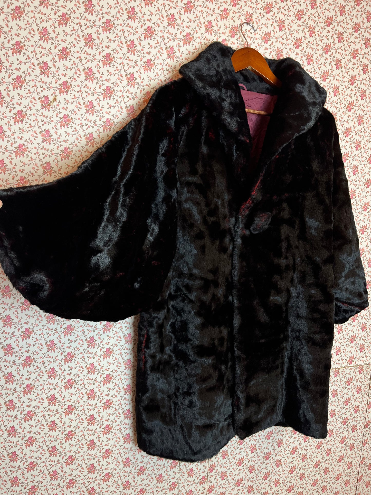 Vintage 1960s Faux Fur Cape Coat