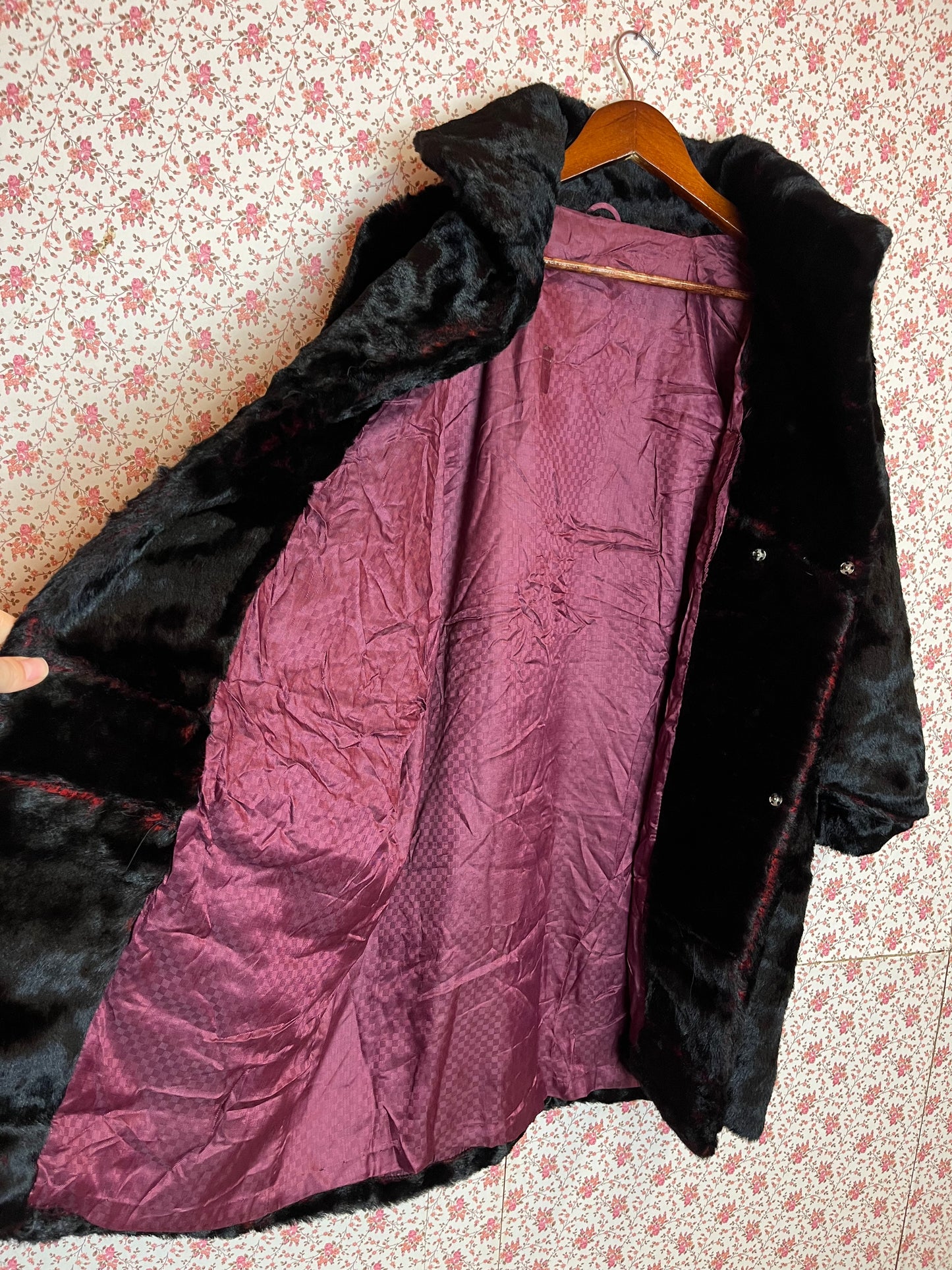 Vintage 1960s Faux Fur Cape Coat