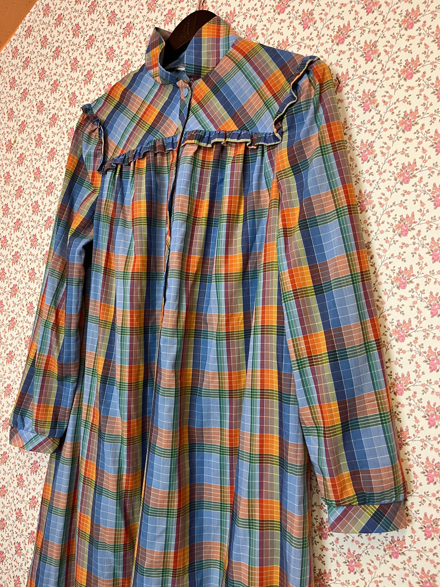 Vintage 1960s Checked Prairie Gown