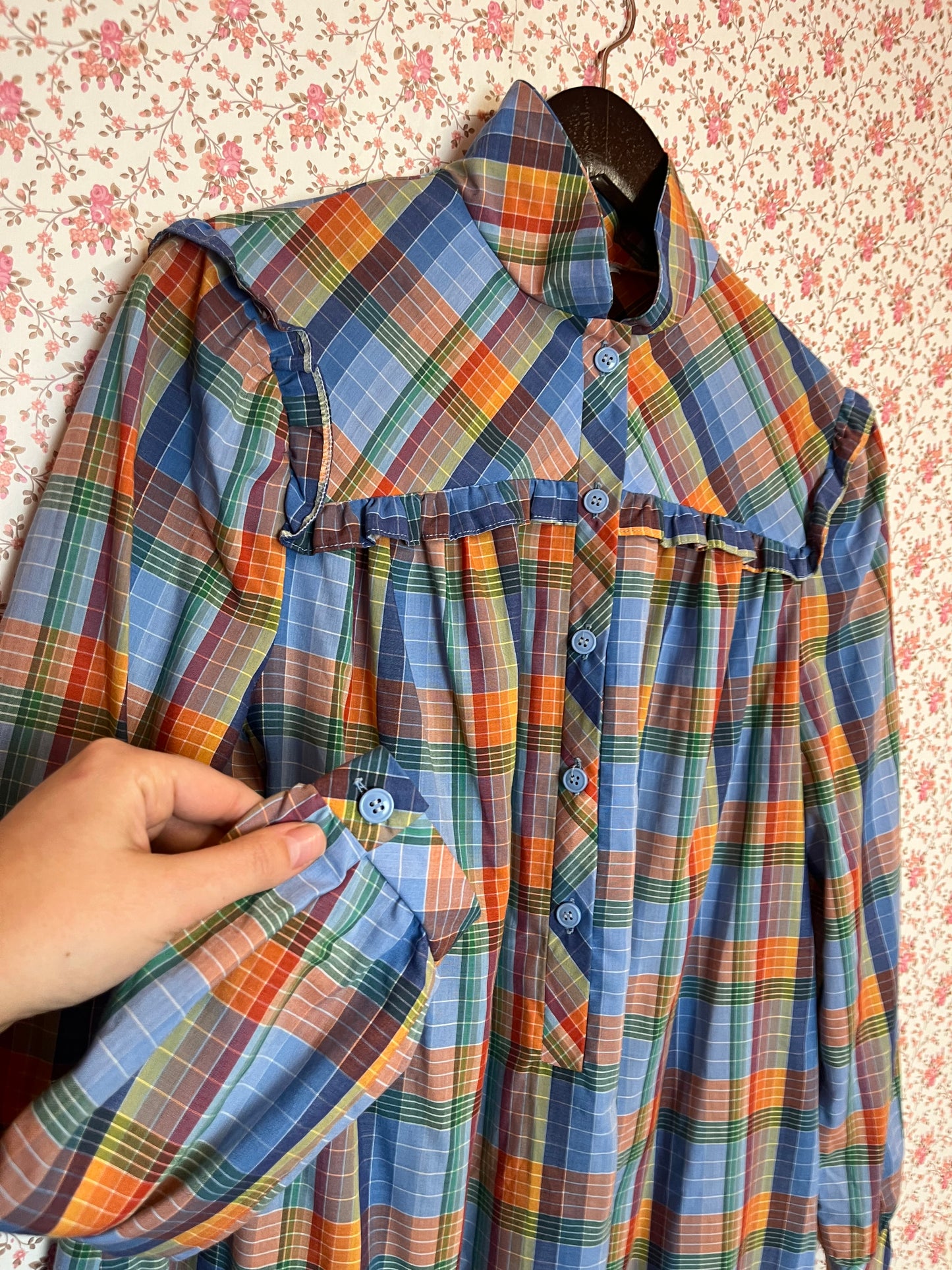 Vintage 1960s Checked Prairie Gown