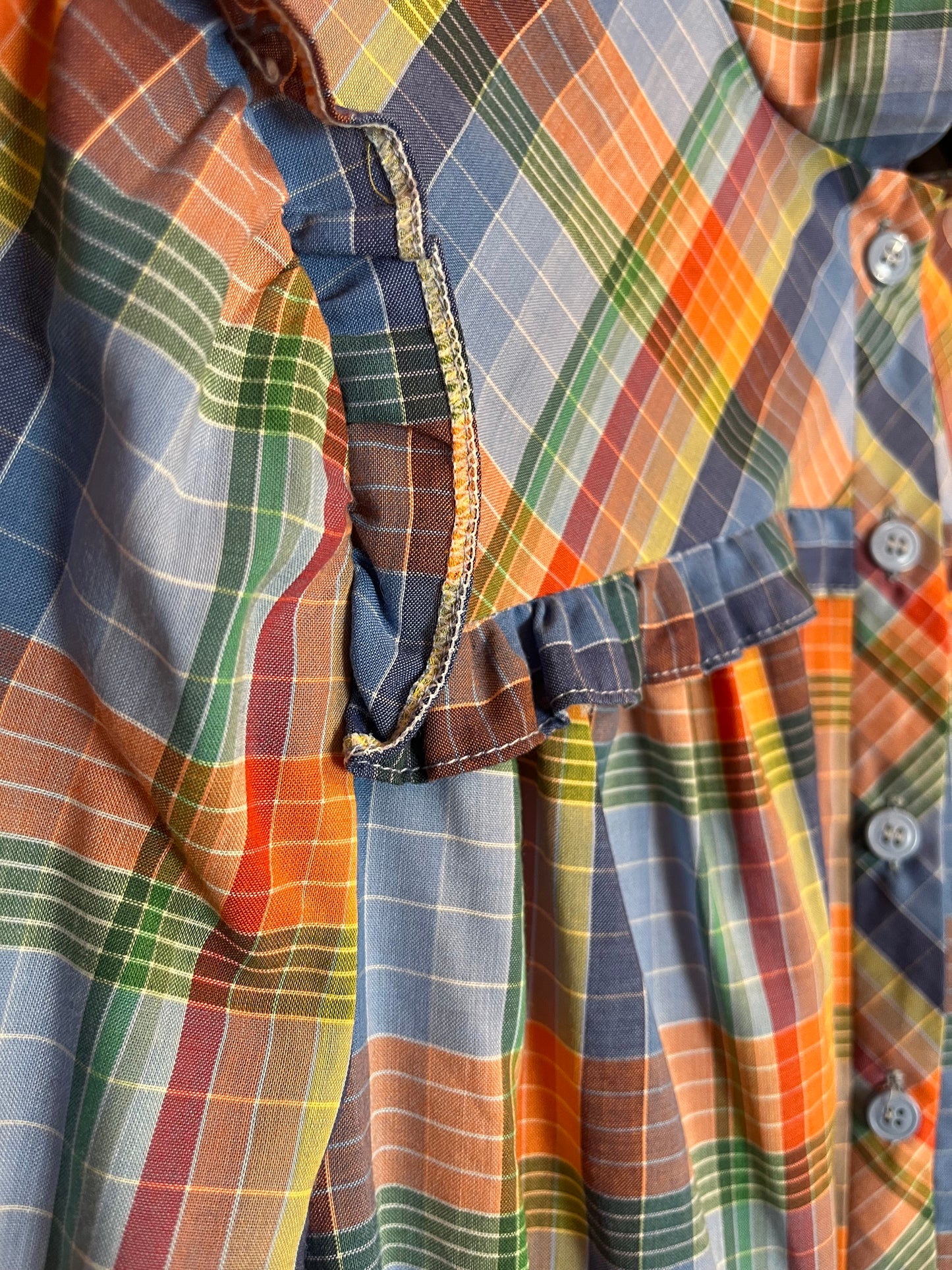 Vintage 1960s Checked Prairie Gown