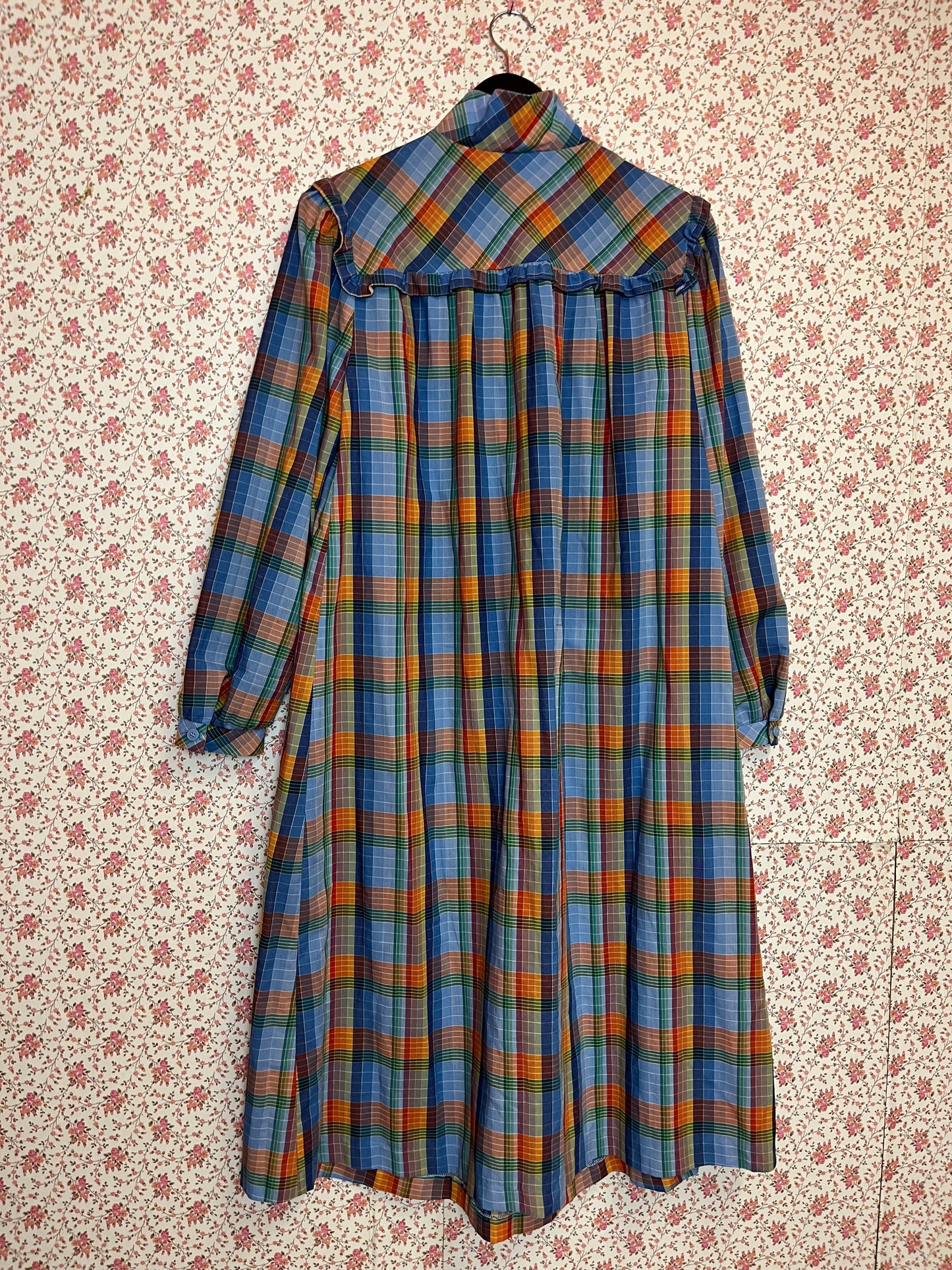 Vintage 1960s Checked Prairie Gown