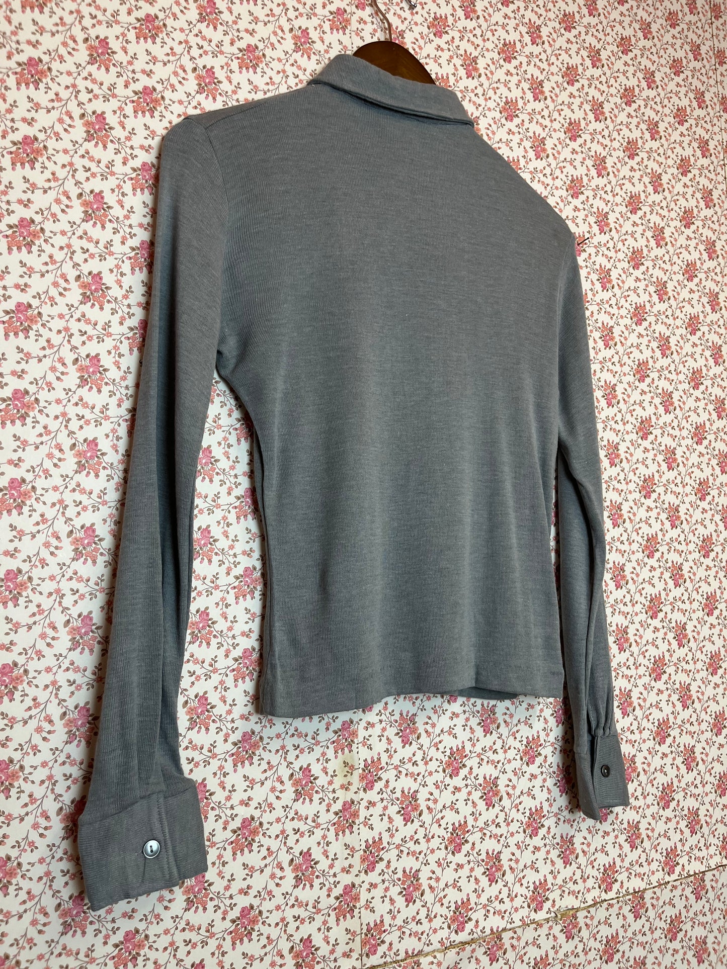 Vintage 1960s Acryl Grey Popover Shirt