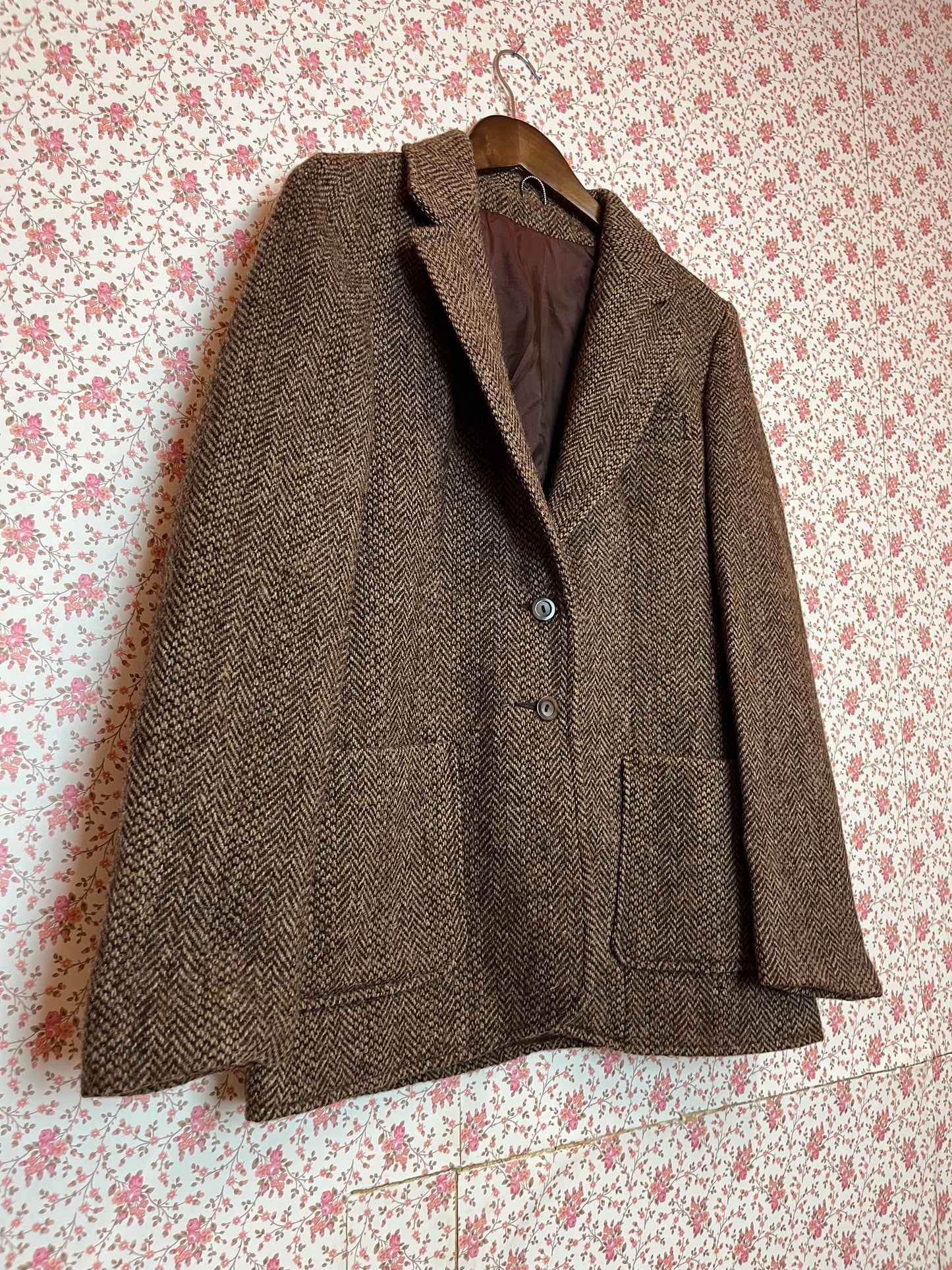 Vintage 1960s Wool Herringbone Blazer