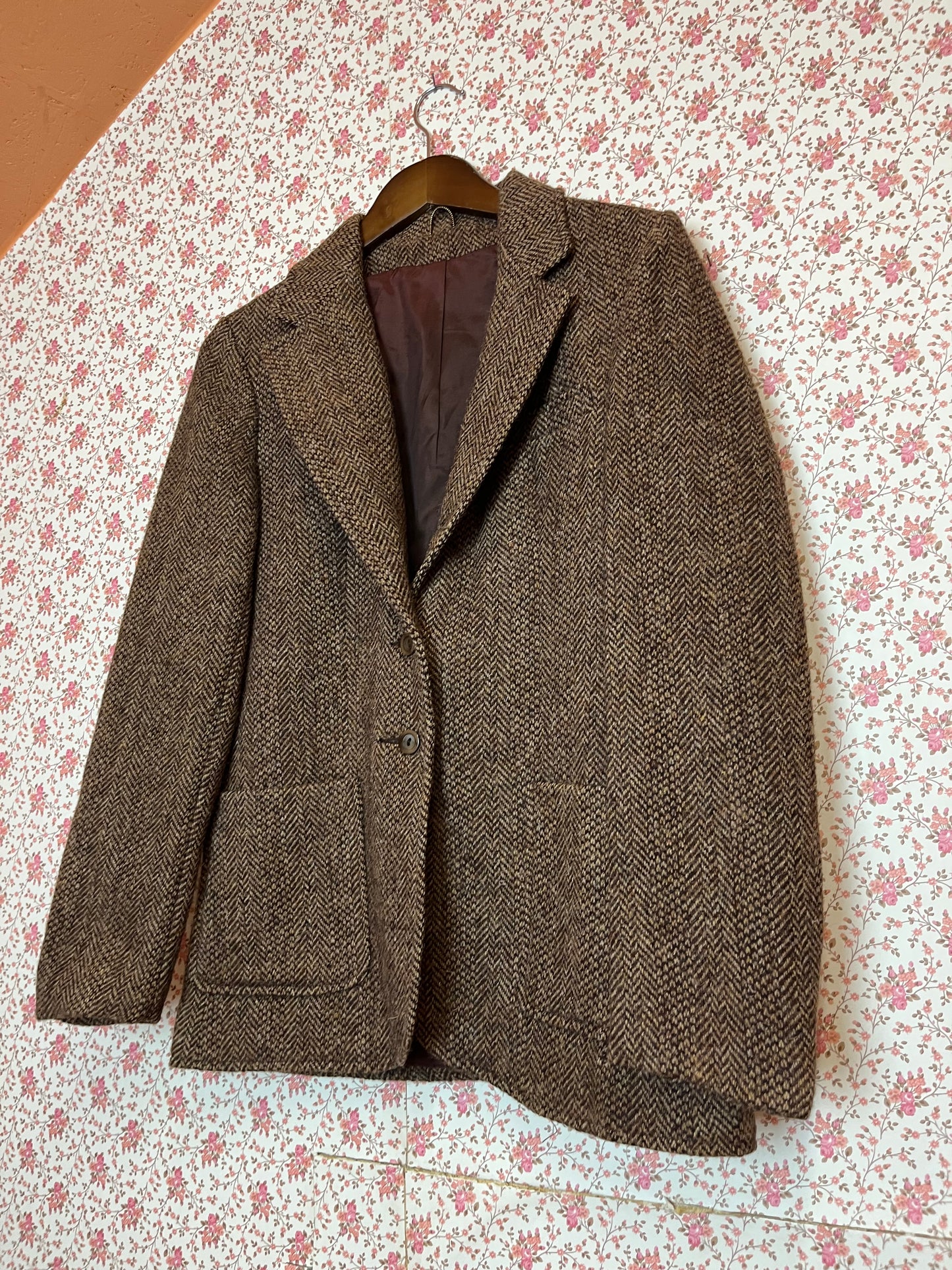 Vintage 1960s Wool Herringbone Blazer