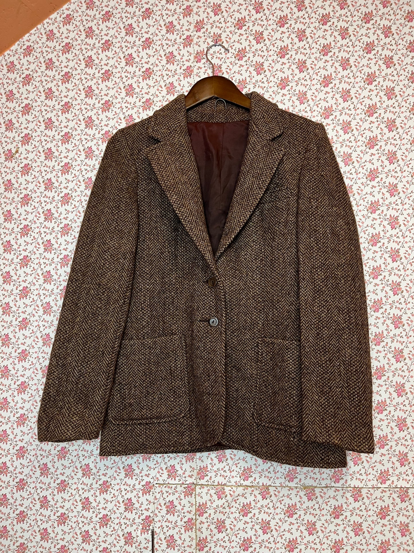 Vintage 1960s Wool Herringbone Blazer
