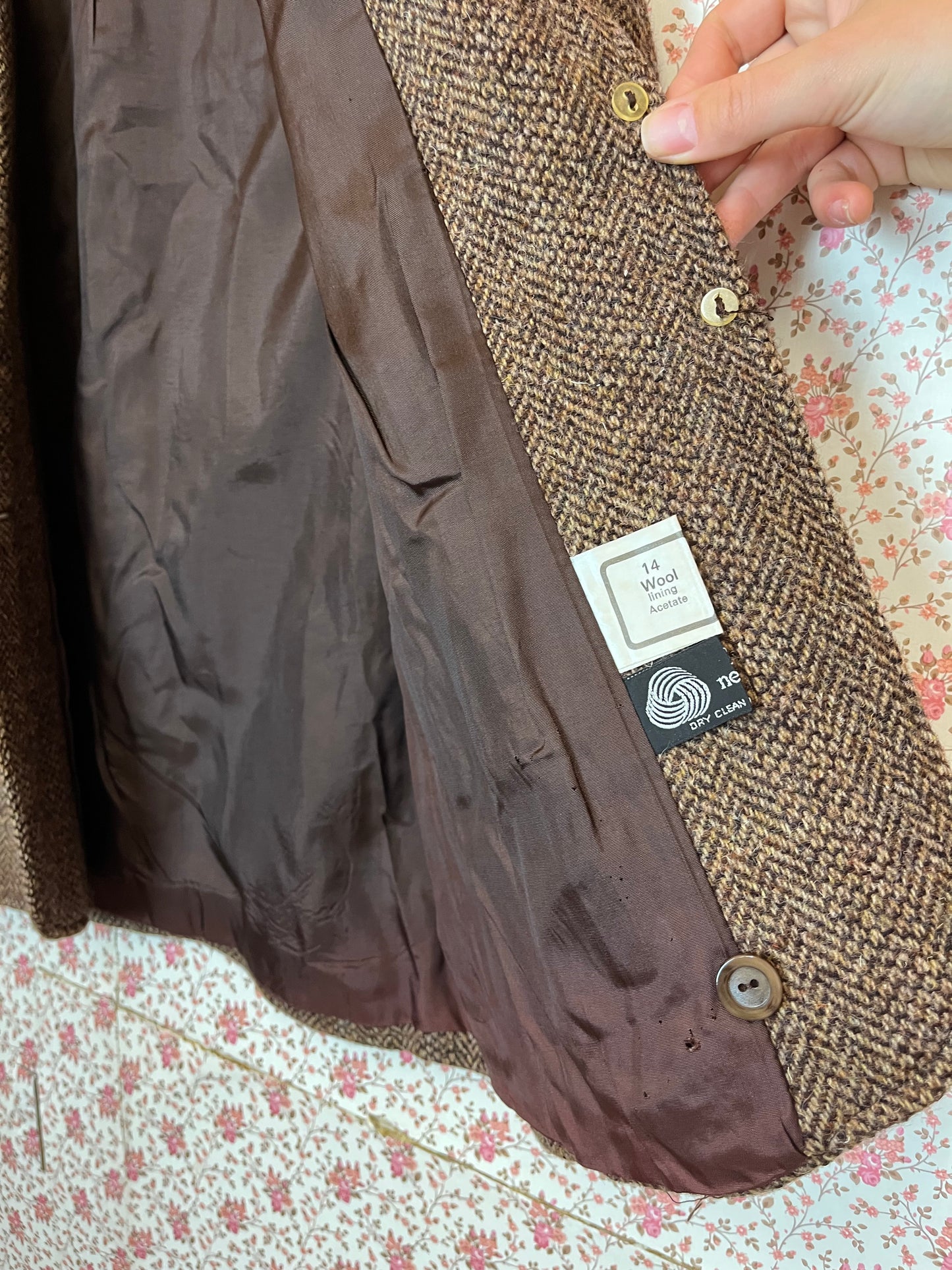 Vintage 1960s Wool Herringbone Blazer