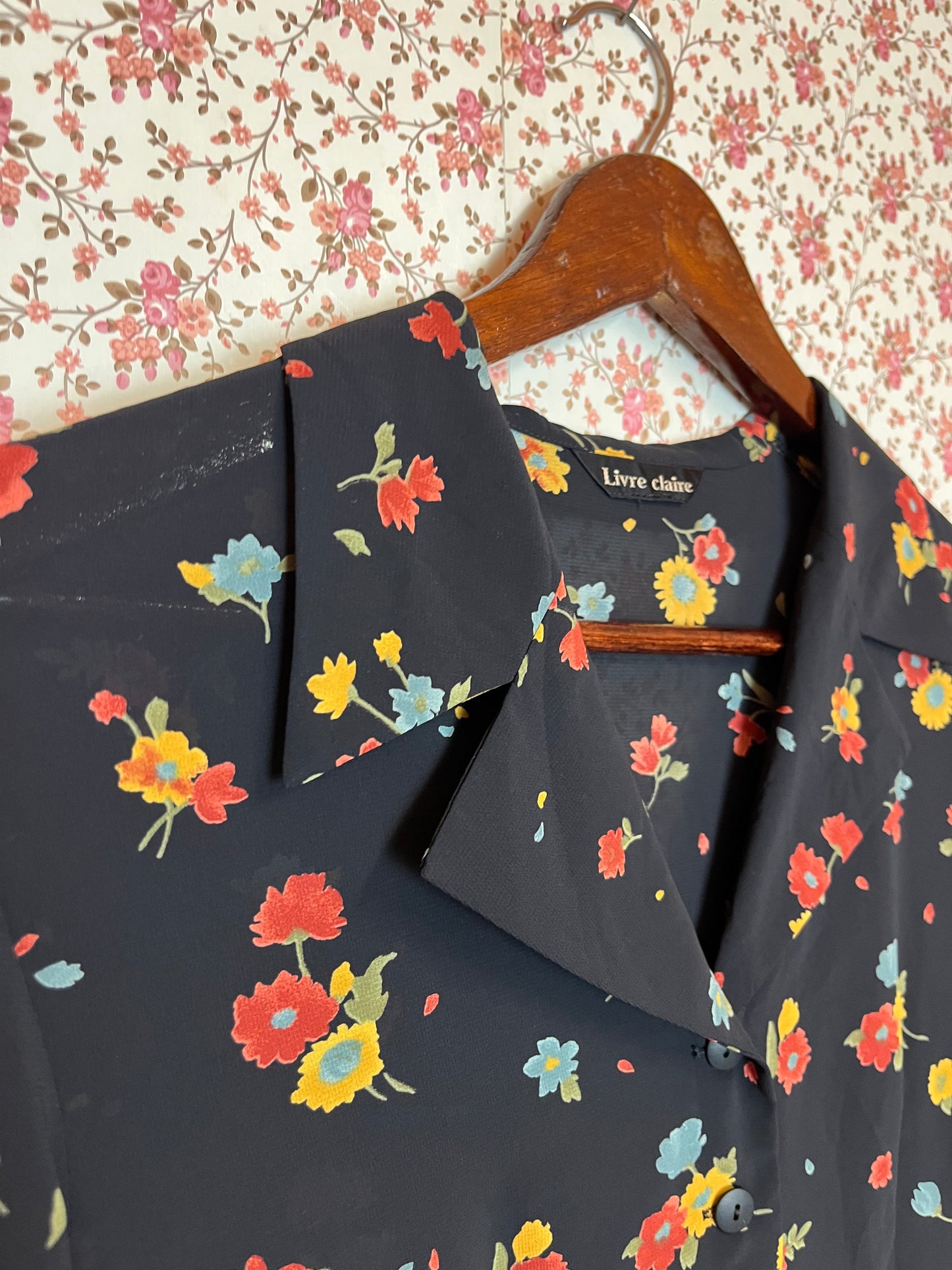 Vintage 1970s Floral Print Blouse
